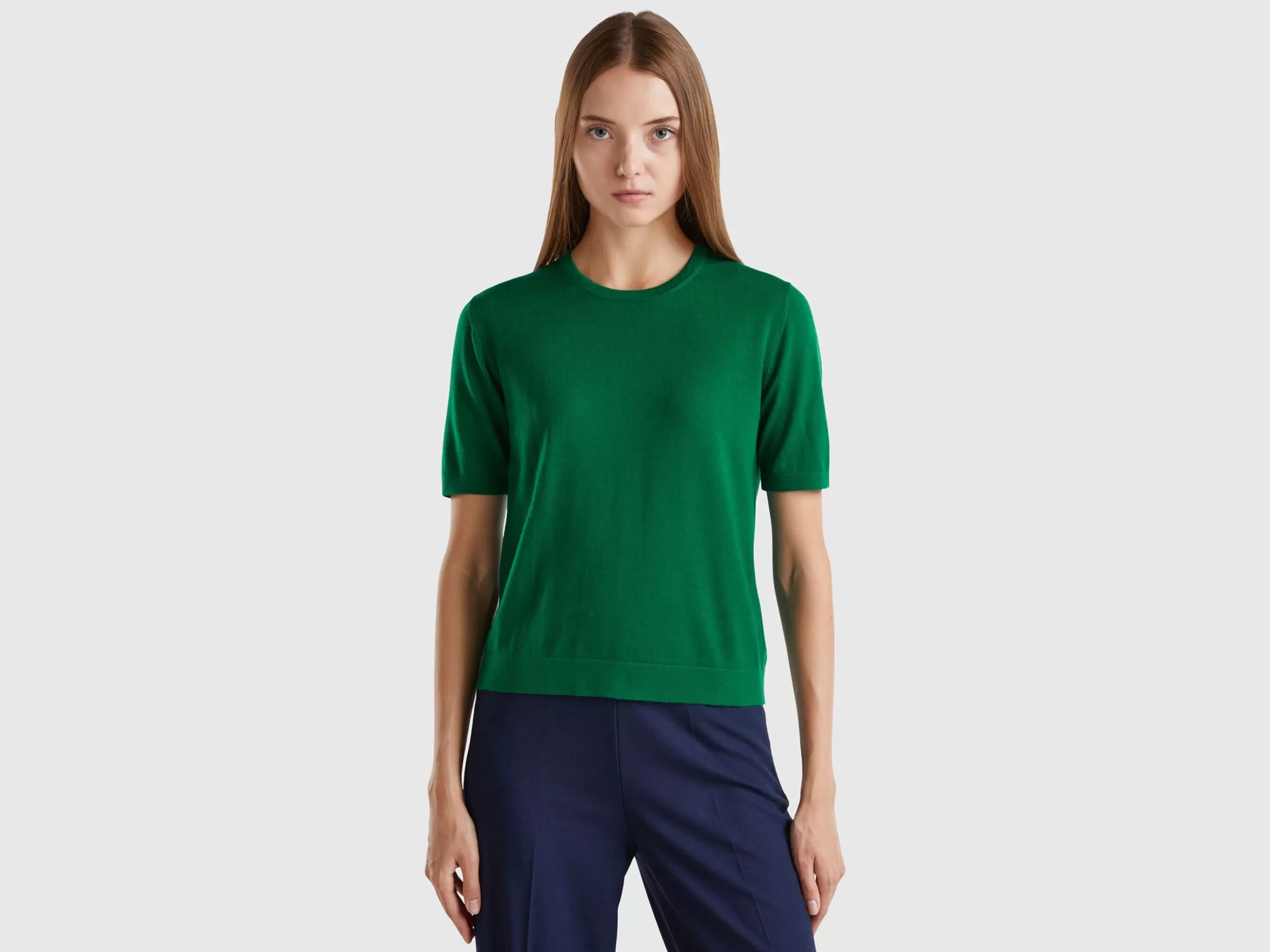 United Colors of Benetton Short sleeve sweater in pure Merino wool