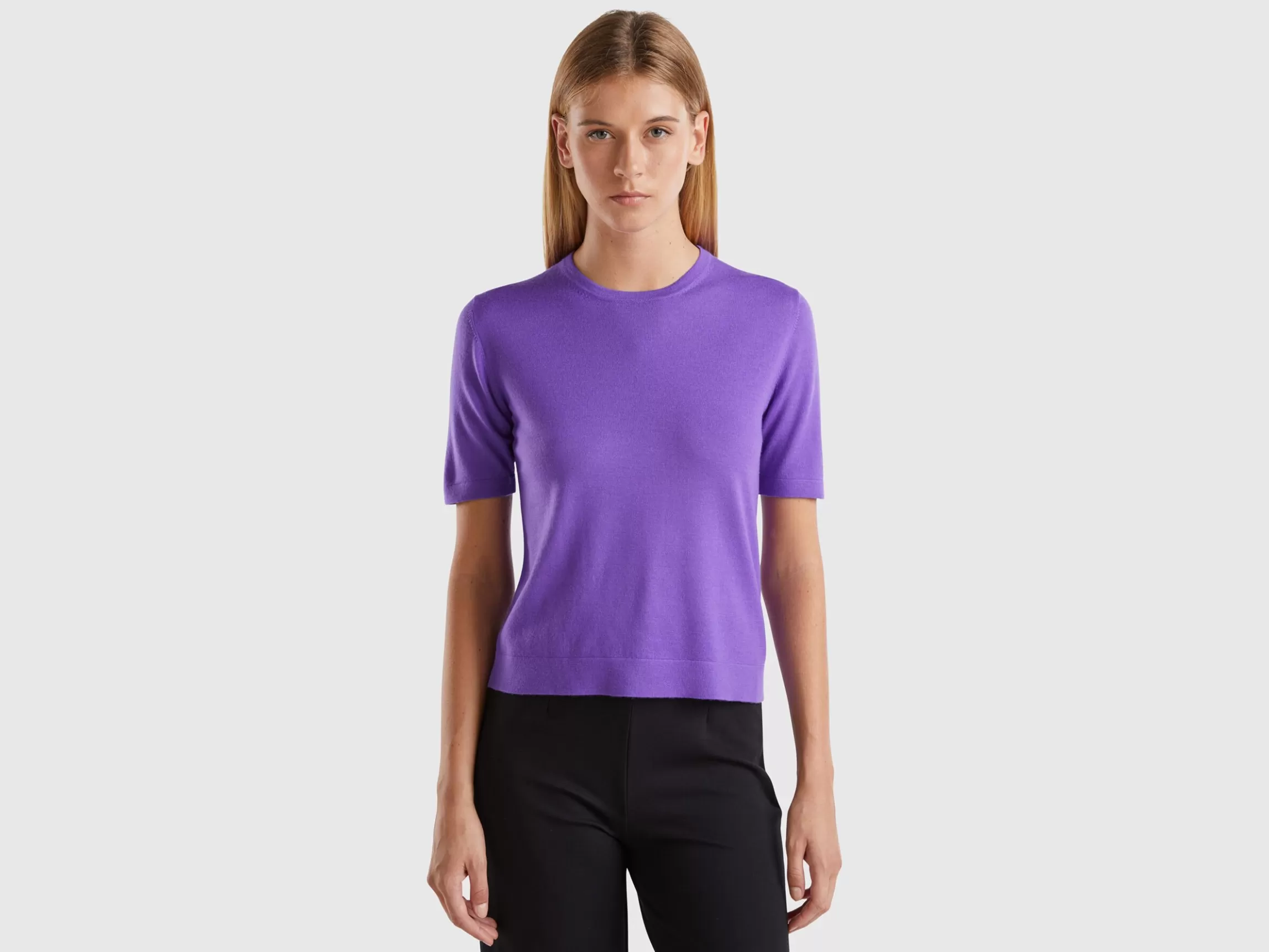 United Colors of Benetton Short sleeve sweater in pure Merino wool