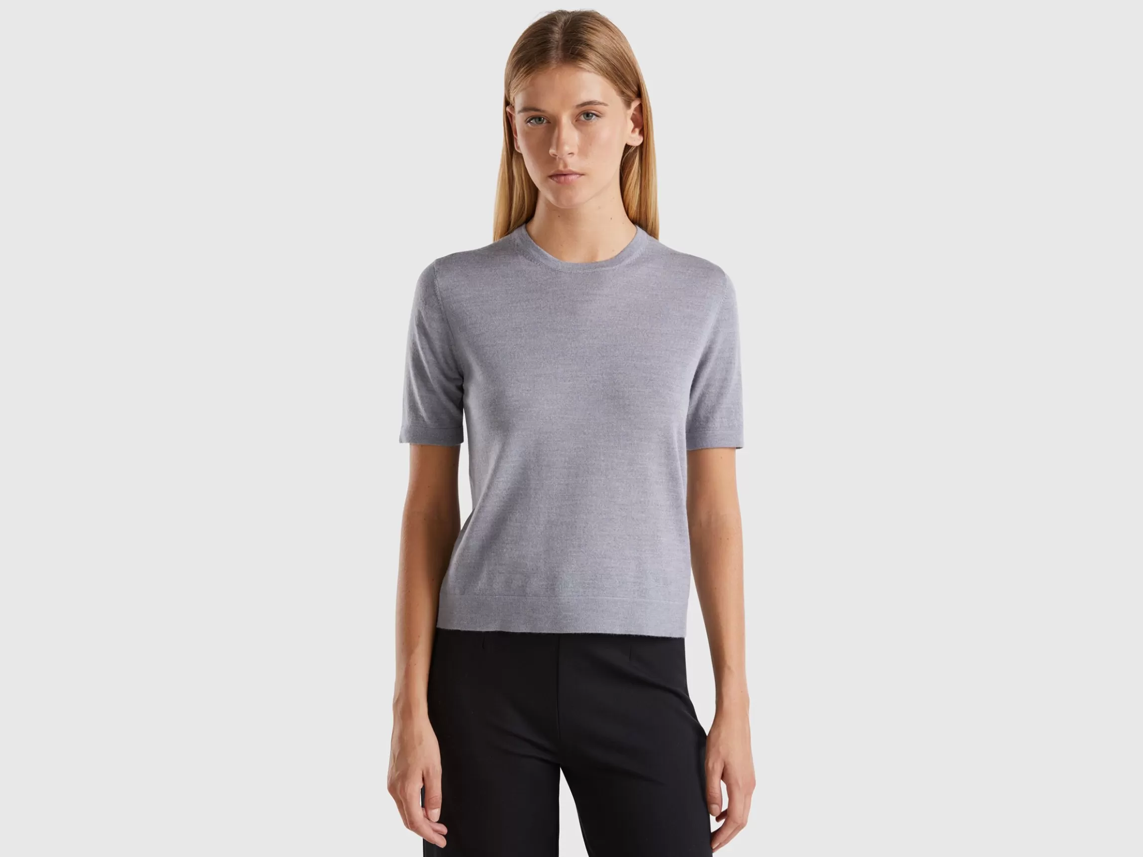 United Colors of Benetton Short sleeve sweater in pure Merino wool