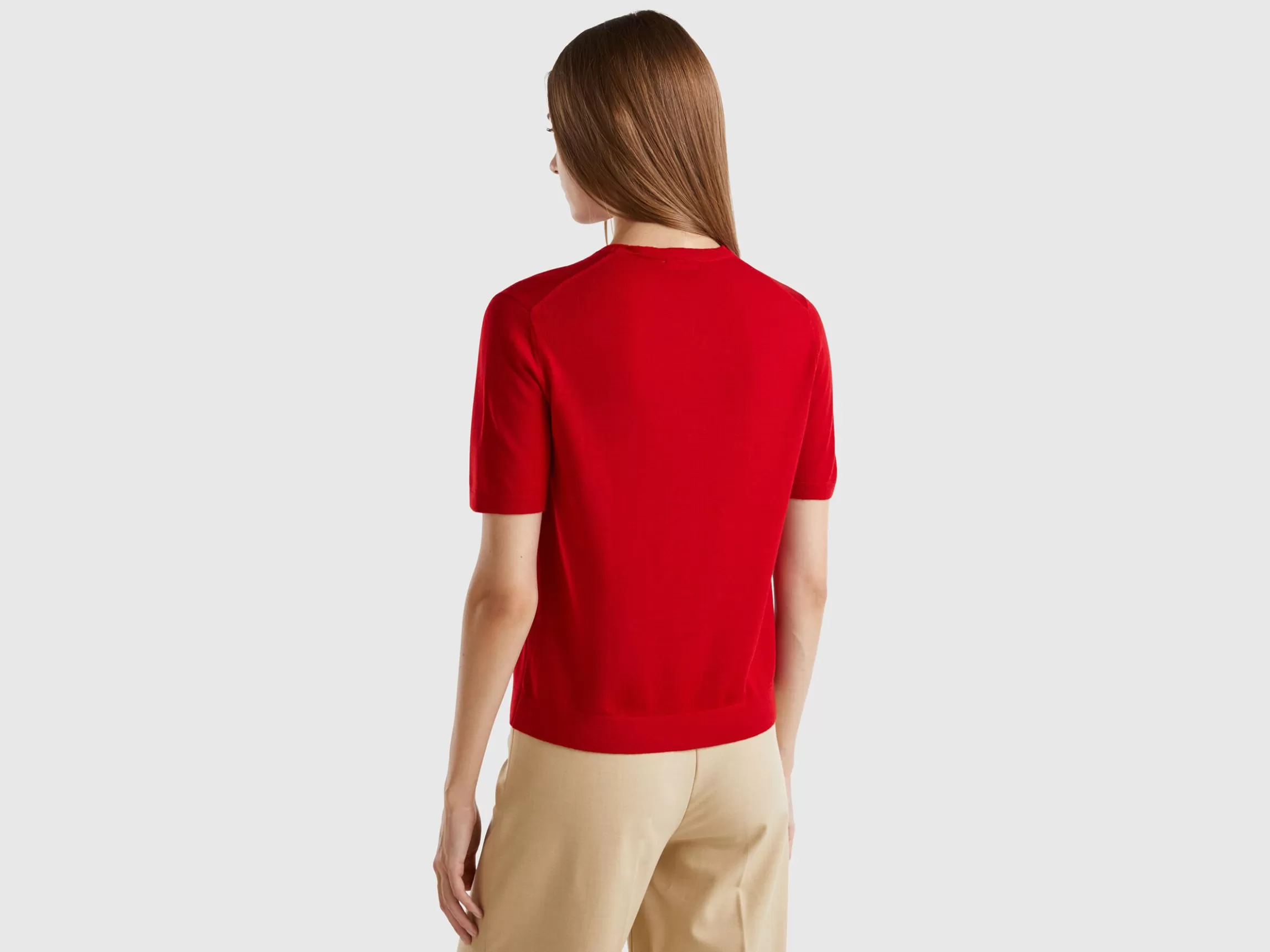 United Colors of Benetton Short sleeve sweater in pure Merino wool