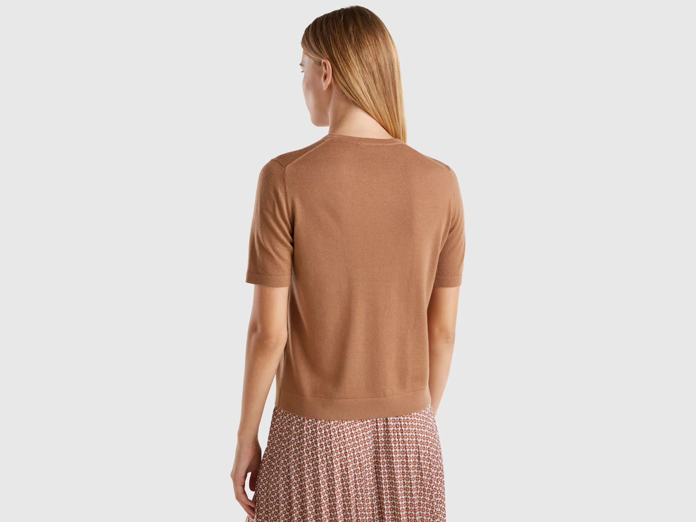 United Colors of Benetton Short sleeve sweater in pure Merino wool