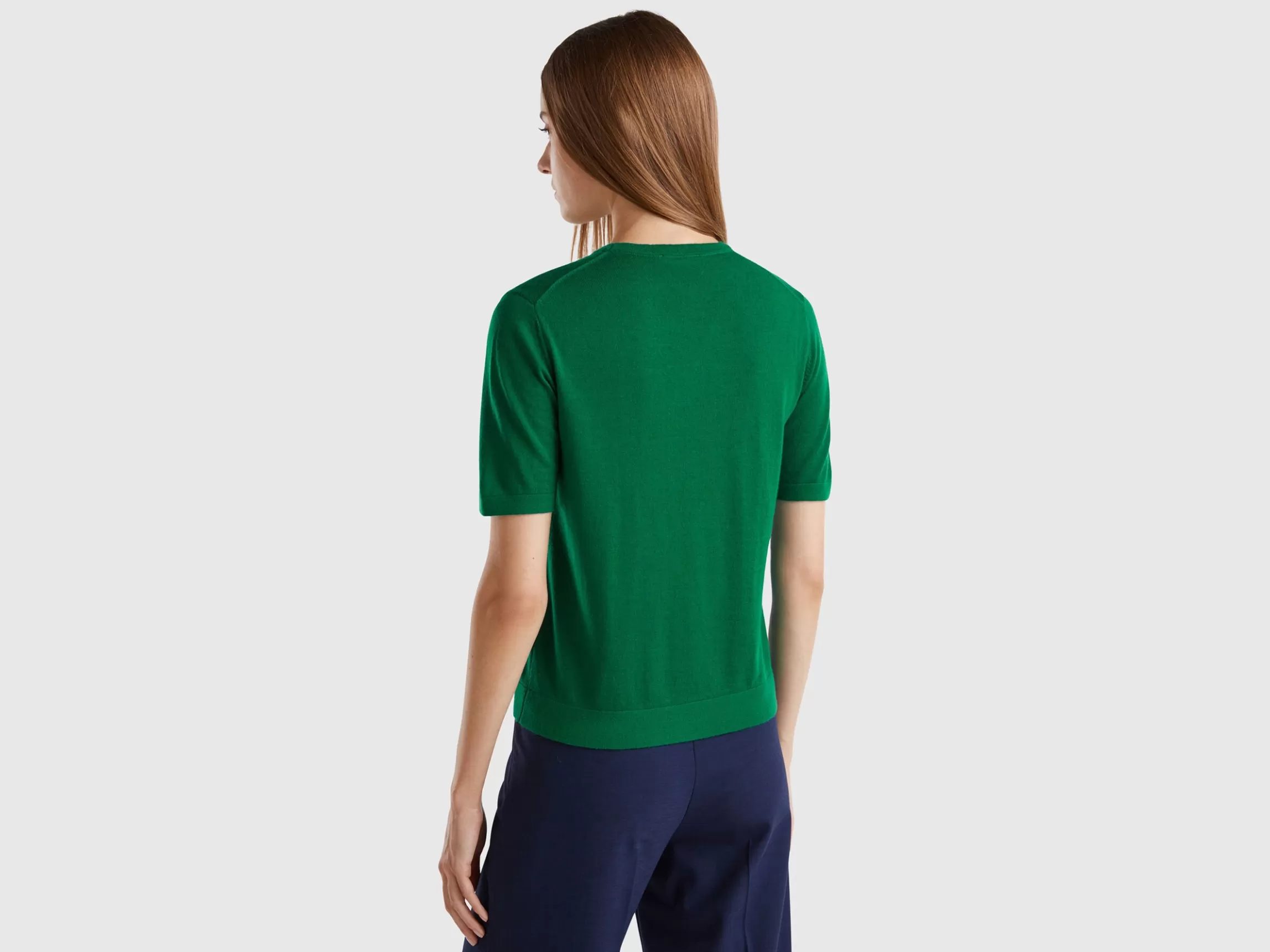 United Colors of Benetton Short sleeve sweater in pure Merino wool