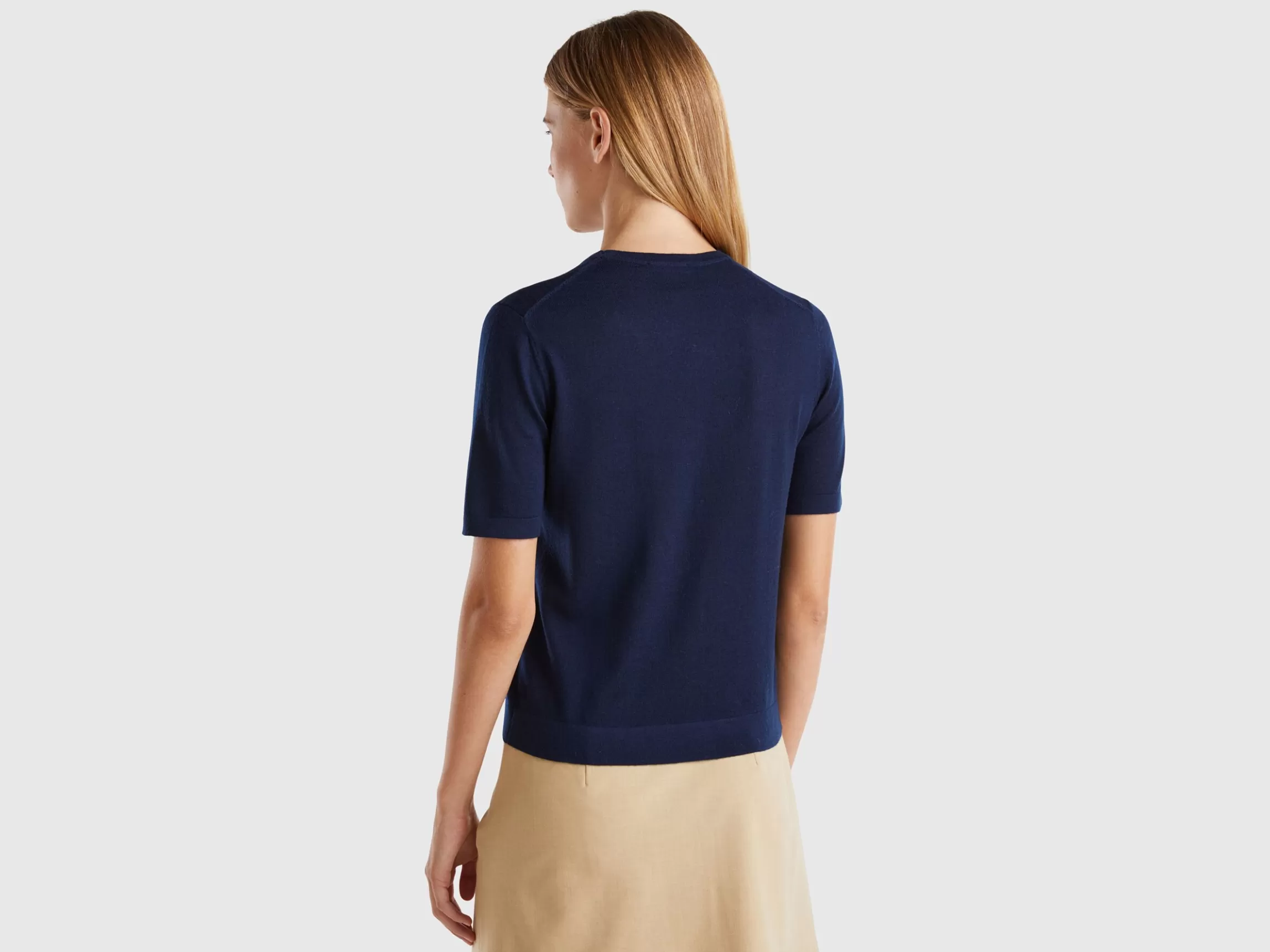 United Colors of Benetton Short sleeve sweater in pure Merino wool