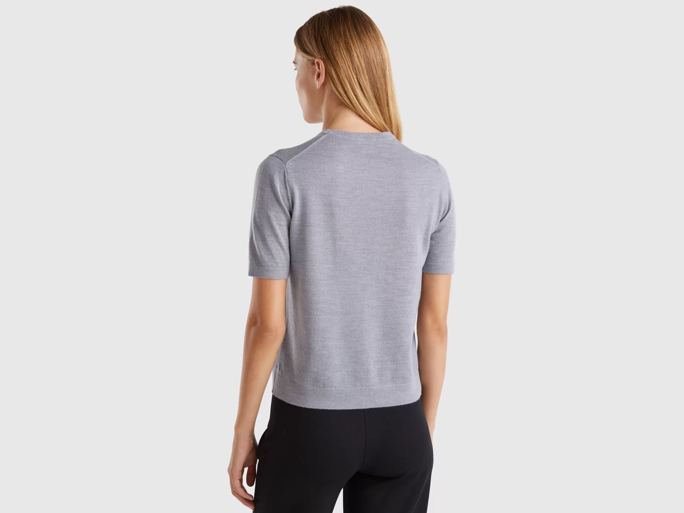 United Colors of Benetton Short sleeve sweater in pure Merino wool