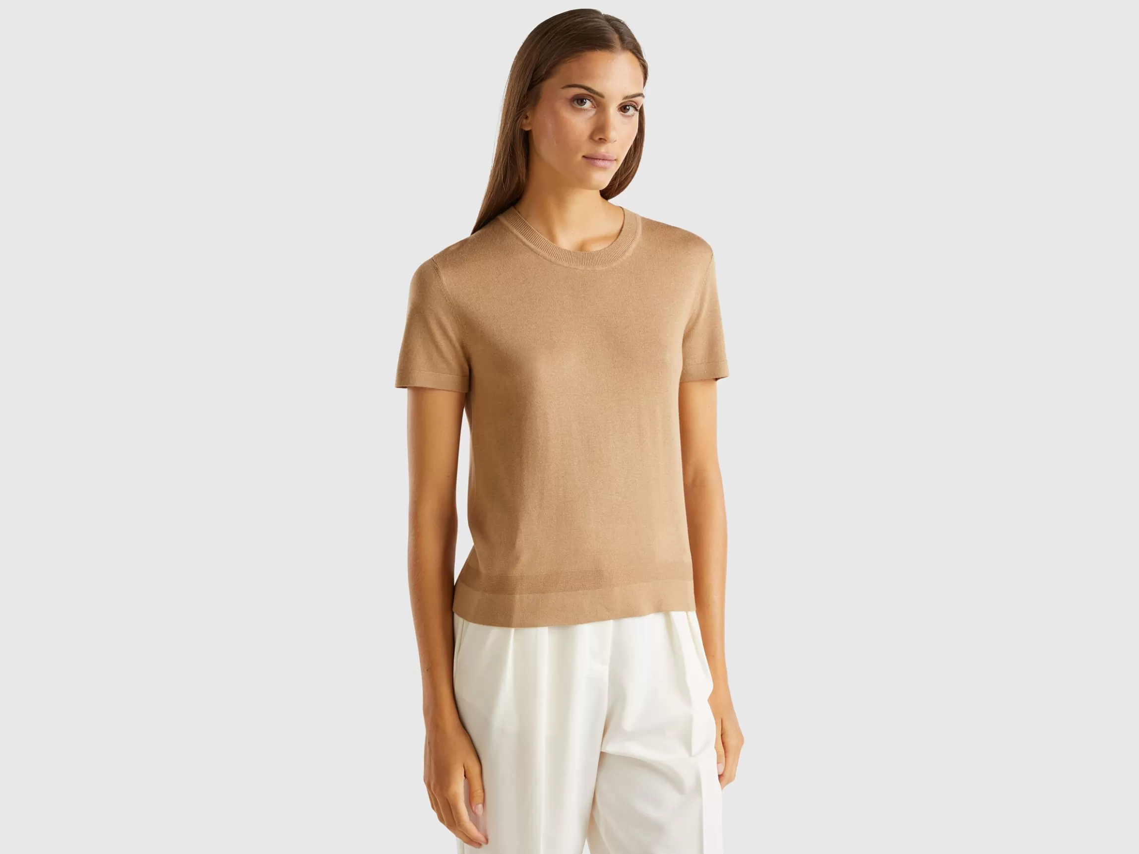 United Colors of Benetton Short sleeve sweater in silk blend