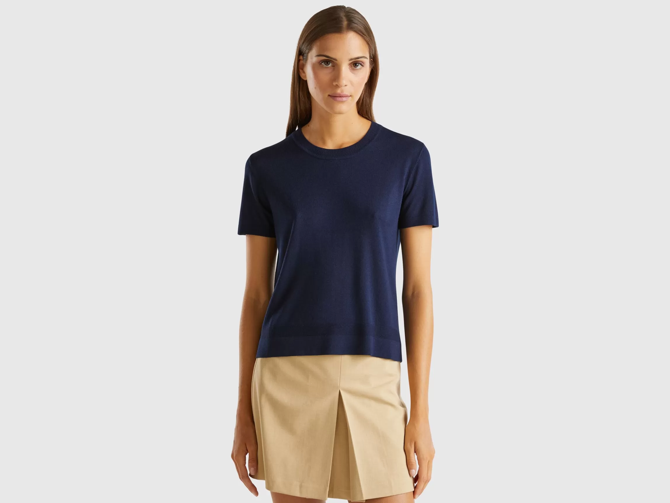 United Colors of Benetton Short sleeve sweater in silk blend