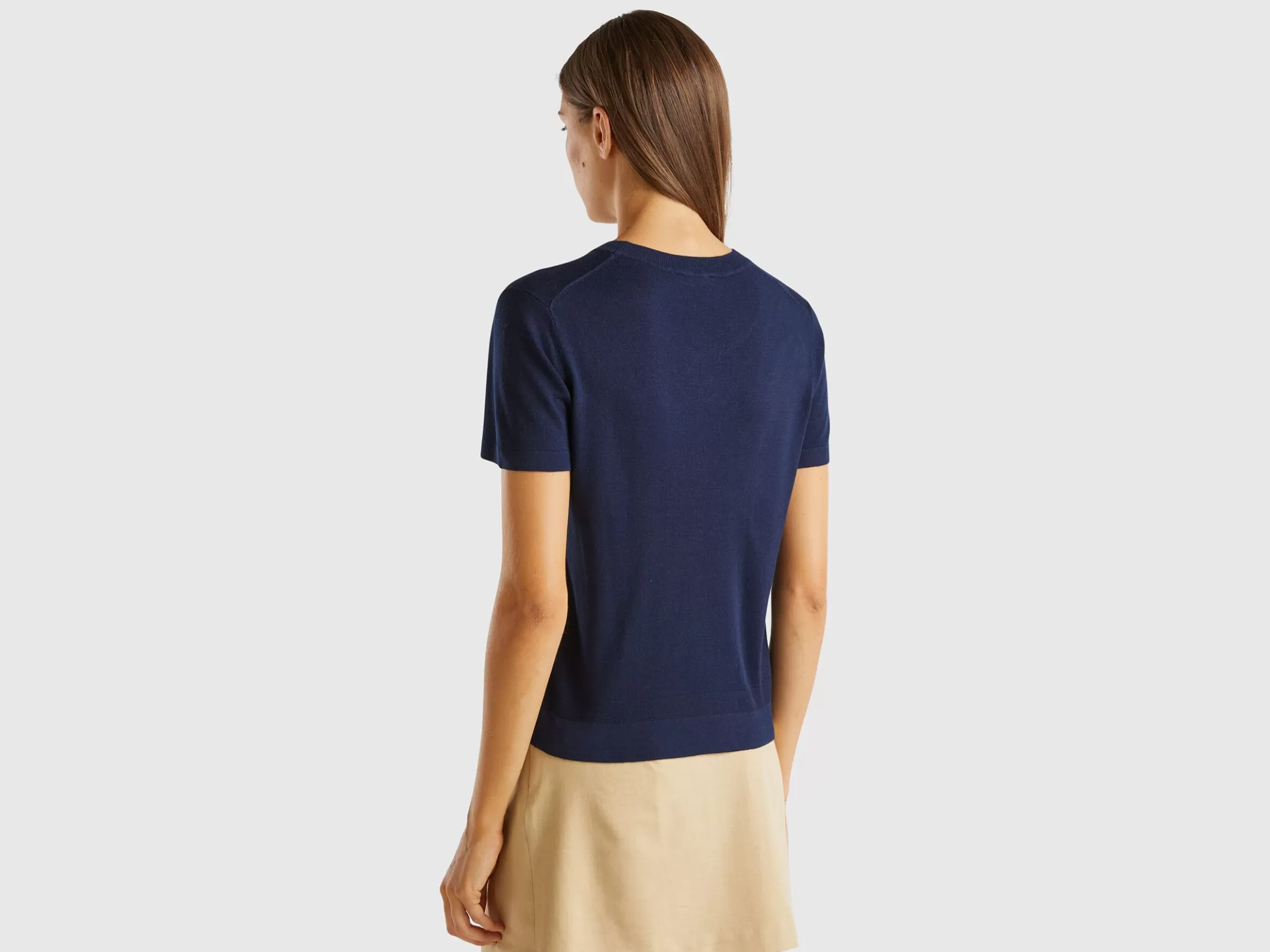 United Colors of Benetton Short sleeve sweater in silk blend