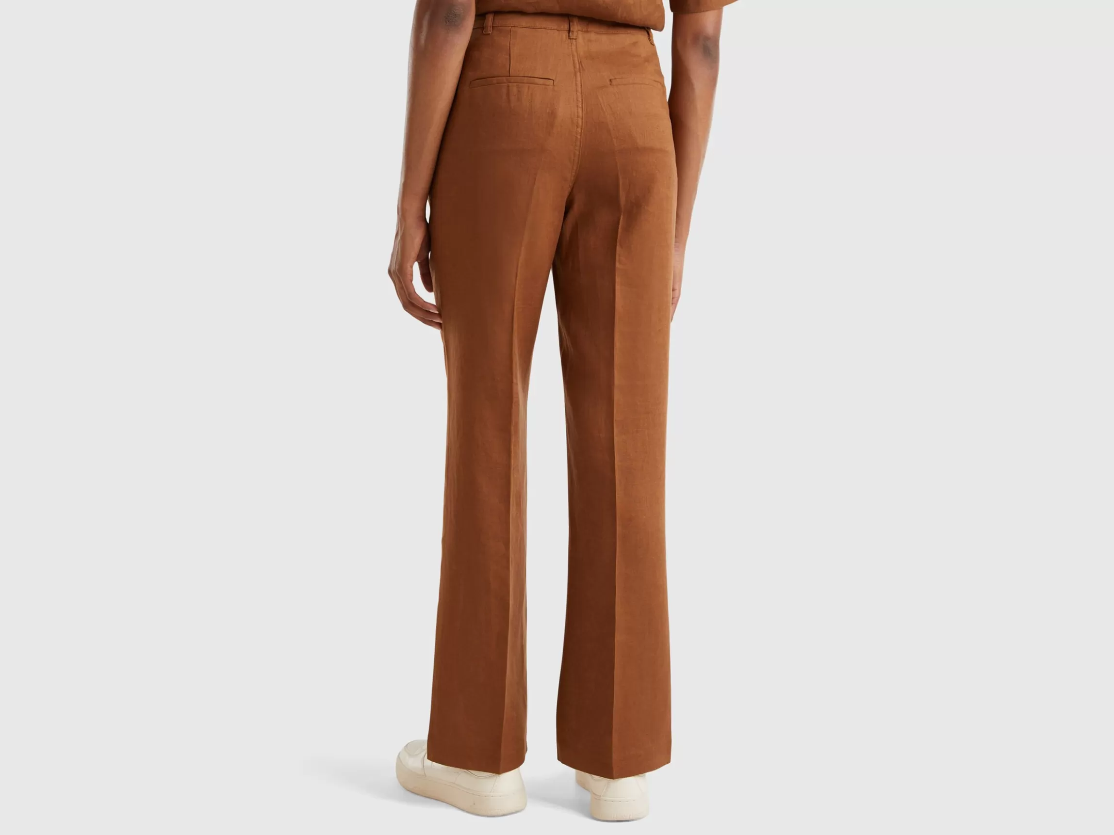 United Colors of Benetton Straight leg trousers in pure linen