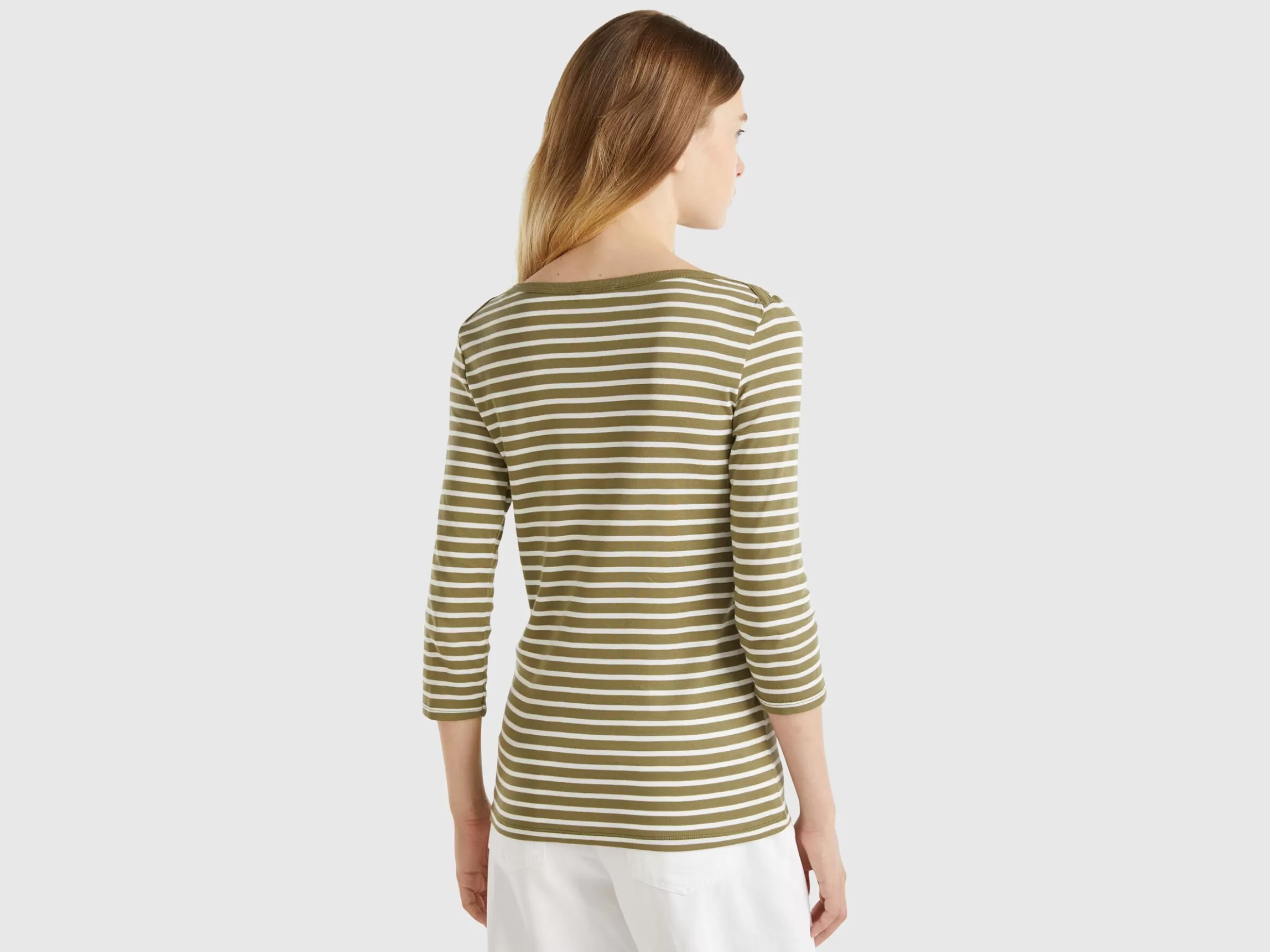 United Colors of Benetton Striped 3/4 sleeve t-shirt in pure cotton