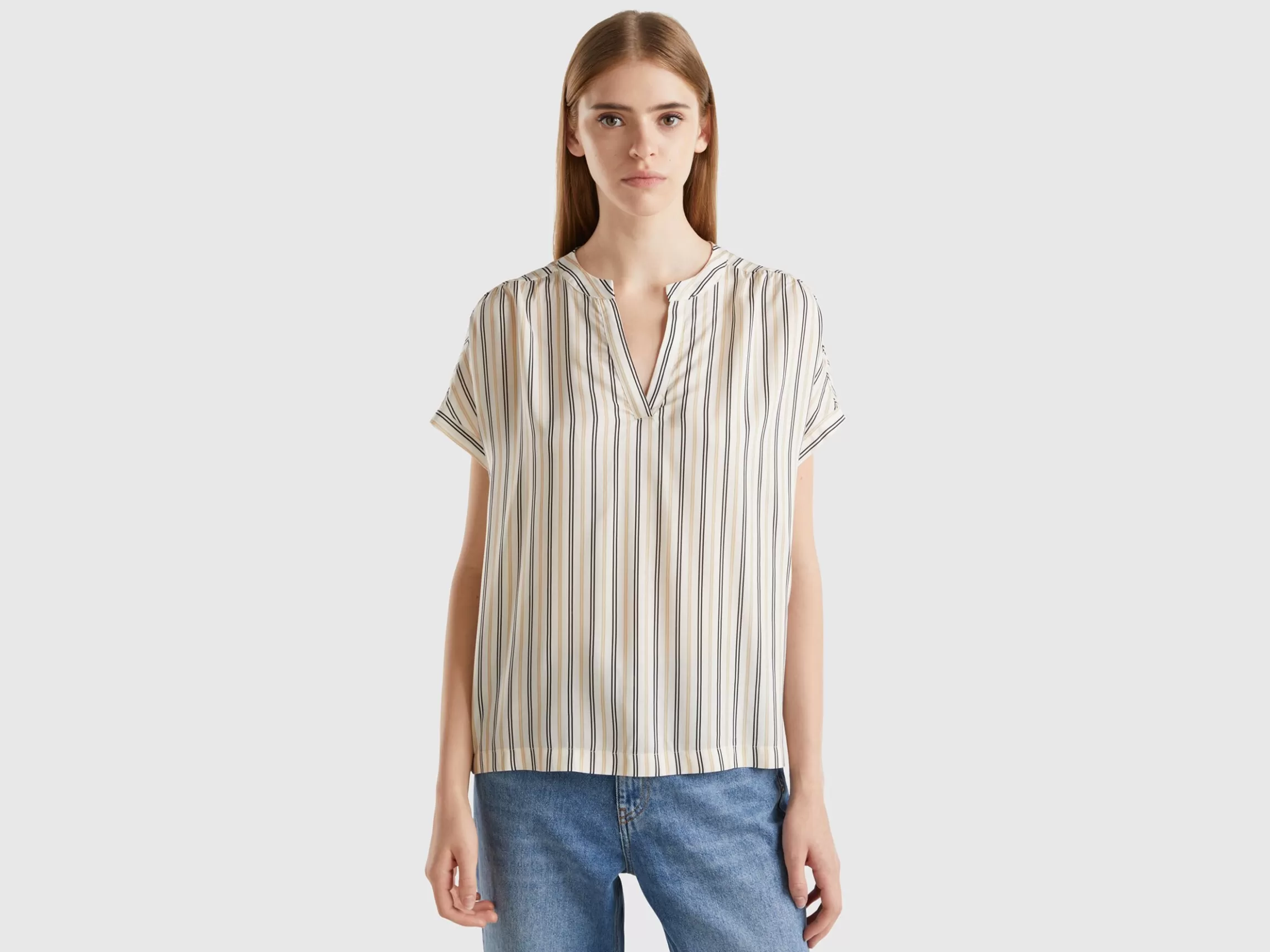 United Colors of Benetton Striped blouse in pure viscose