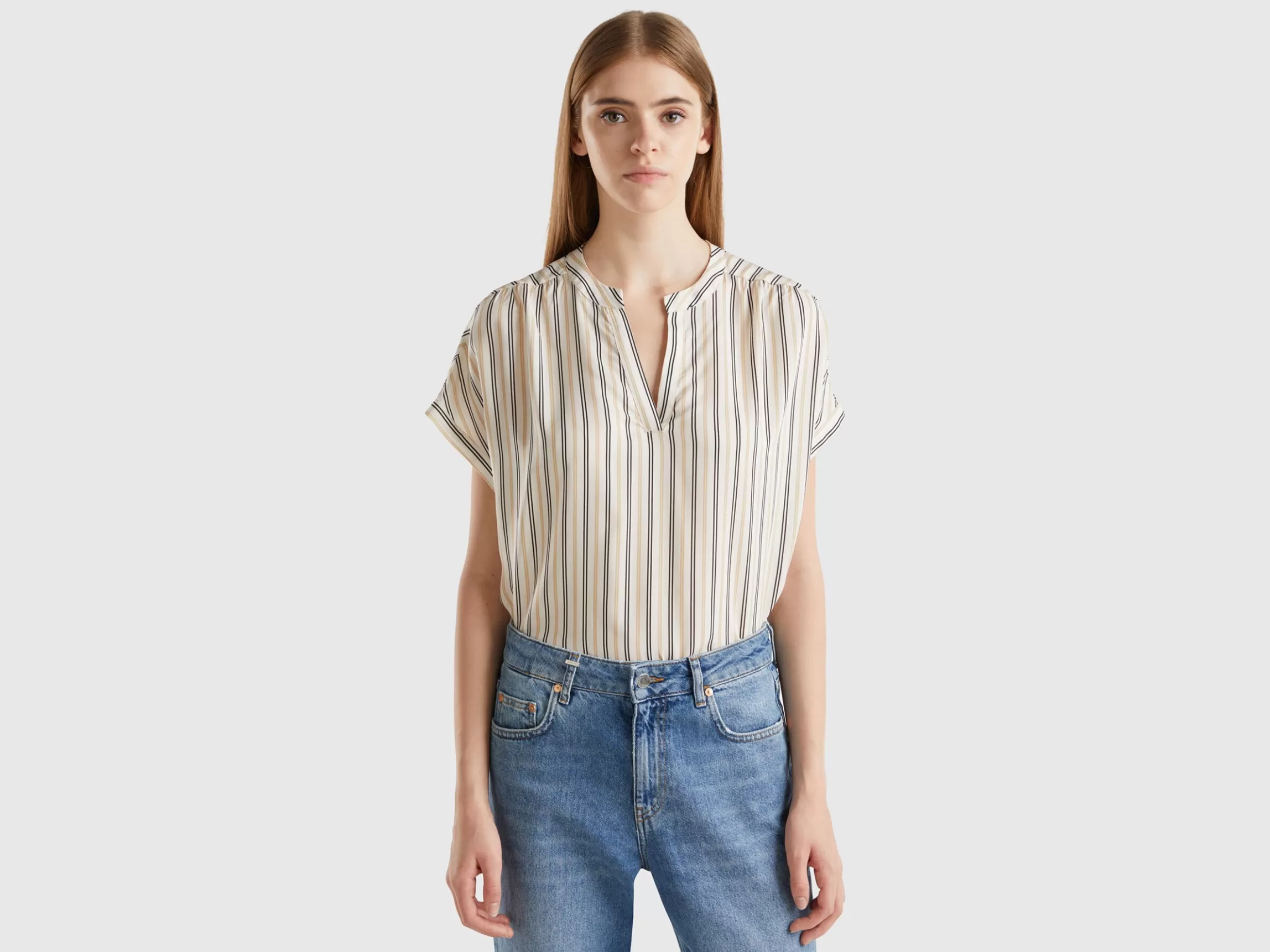United Colors of Benetton Striped blouse in pure viscose