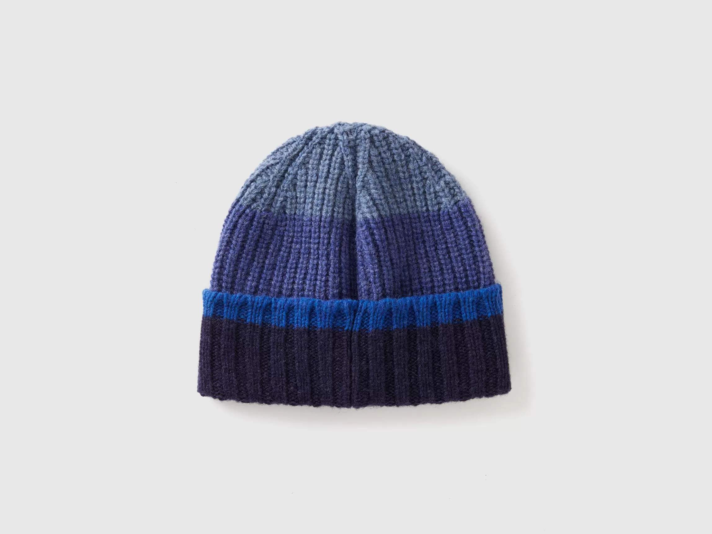 United Colors of Benetton Striped cap in pure Shetland wool