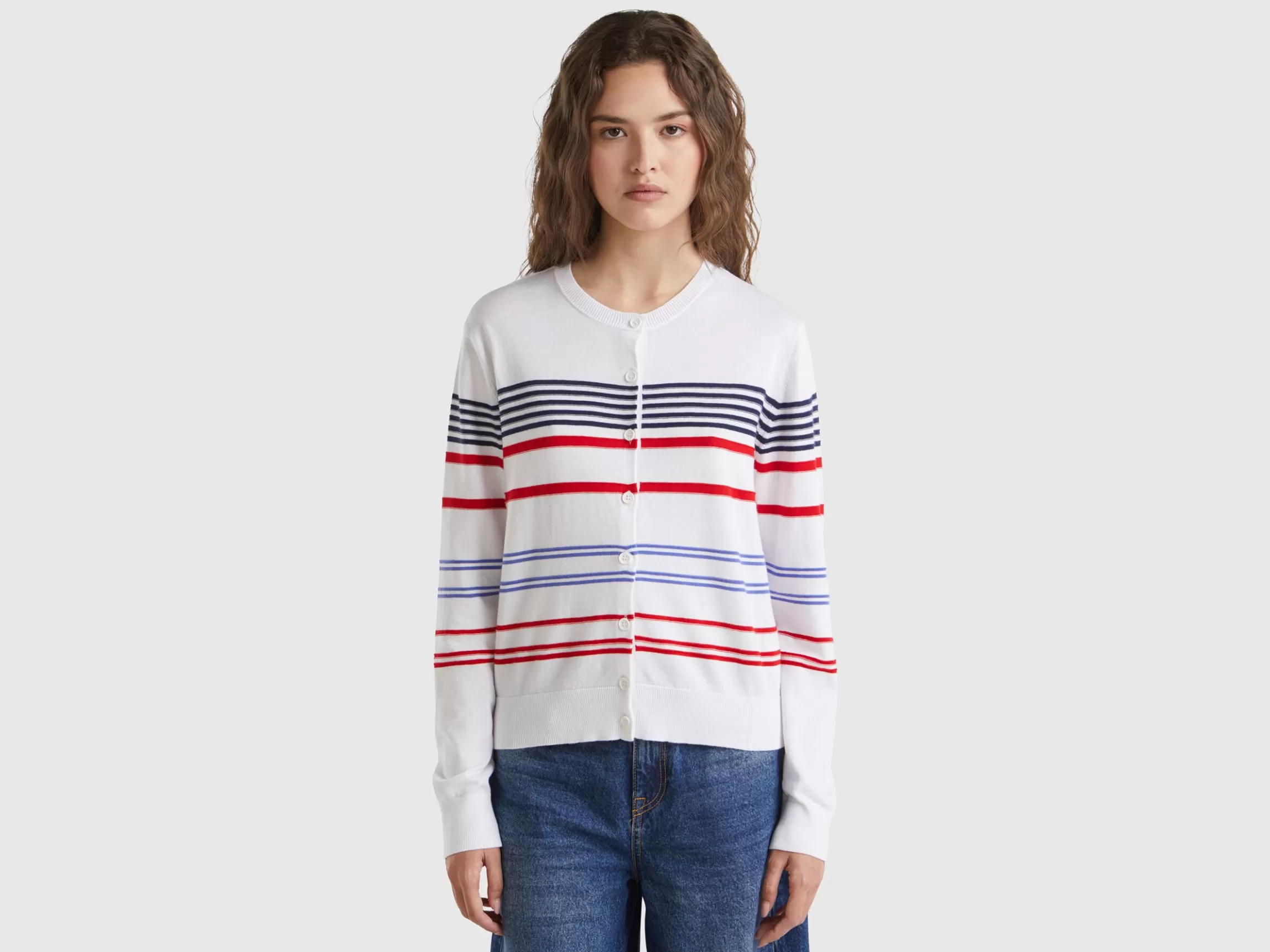 United Colors of Benetton Striped cardigan in pure cotton