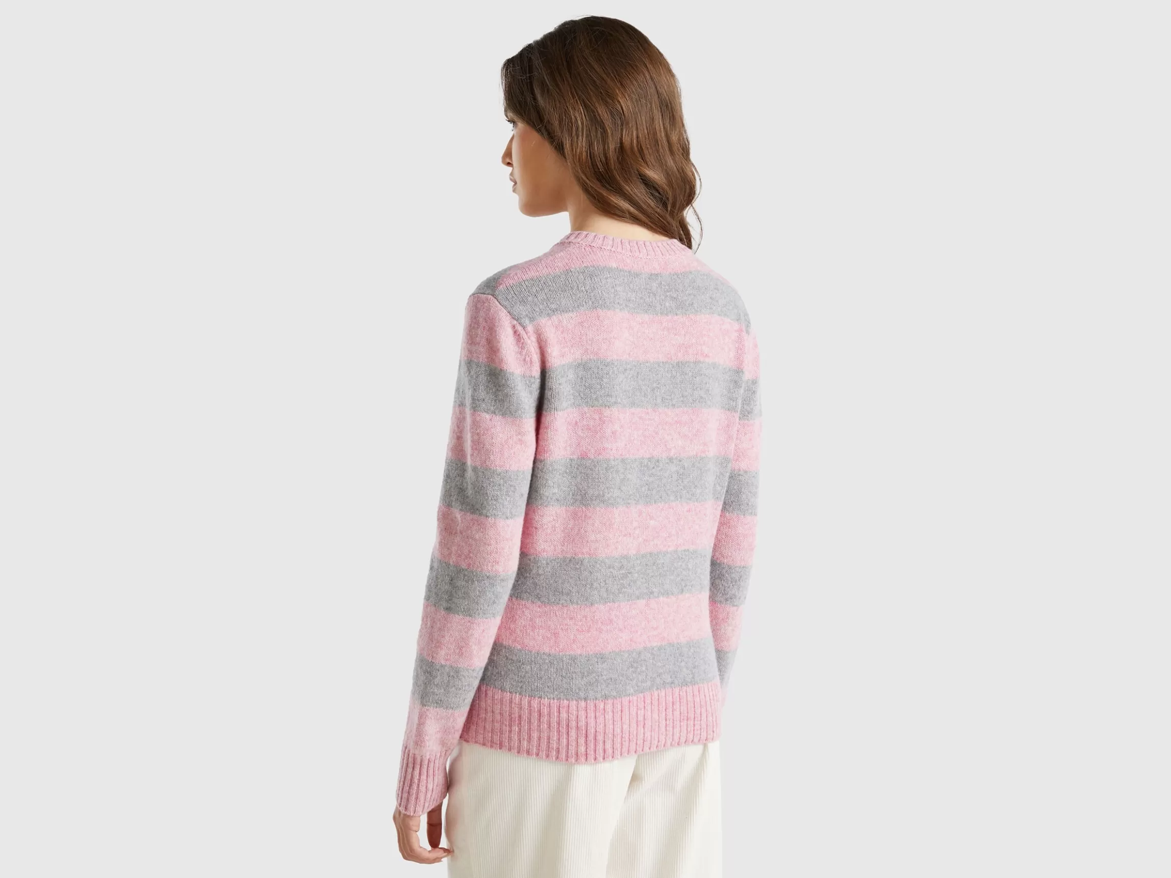 United Colors of Benetton Striped cardigan in pure Shetland wool