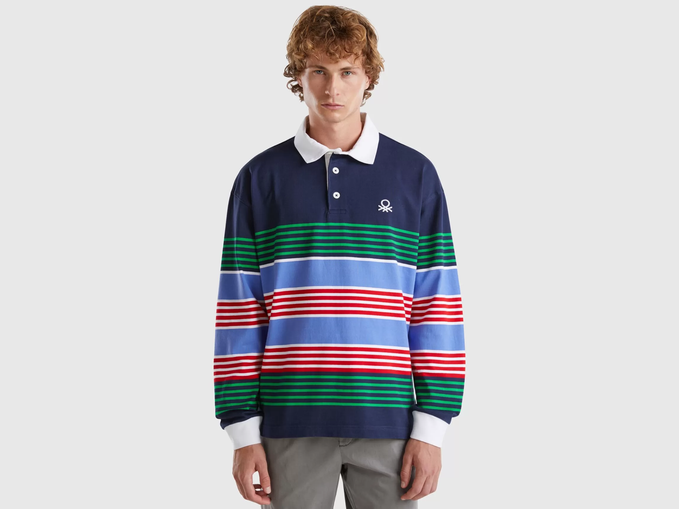 United Colors of Benetton Striped rugby polo