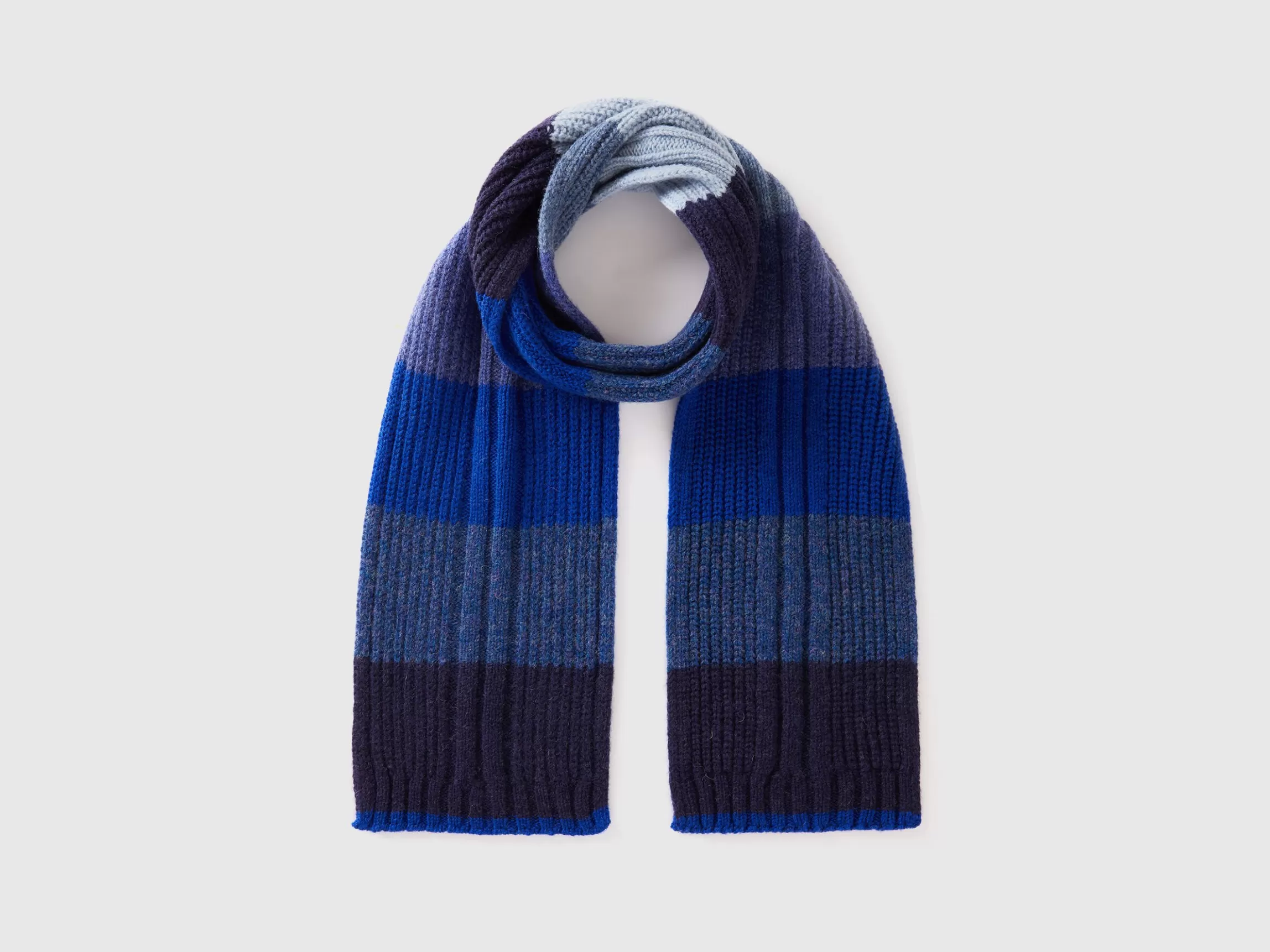 United Colors of Benetton Striped scarf in pure Shetland wool