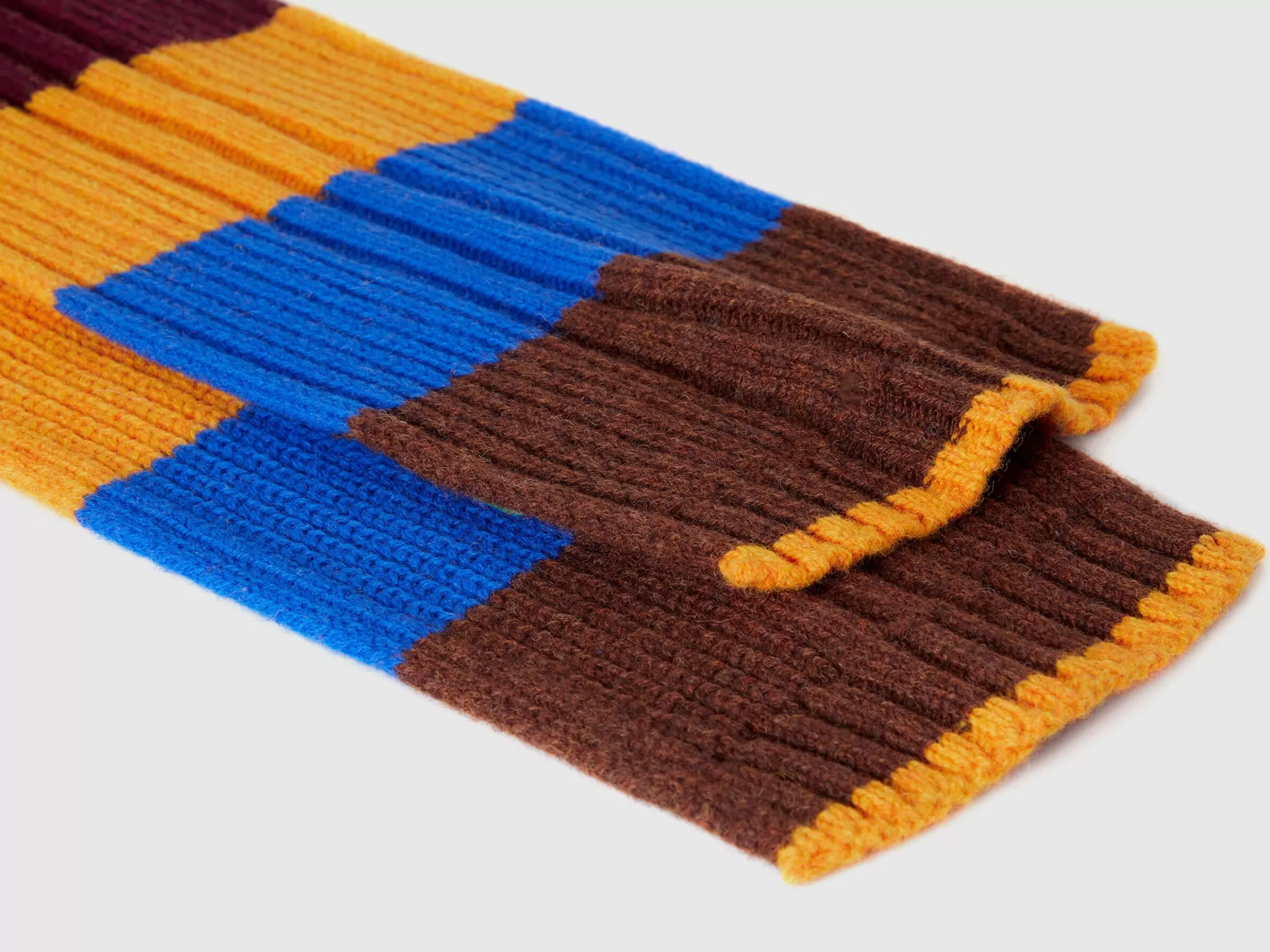 United Colors of Benetton Striped scarf in pure Shetland wool