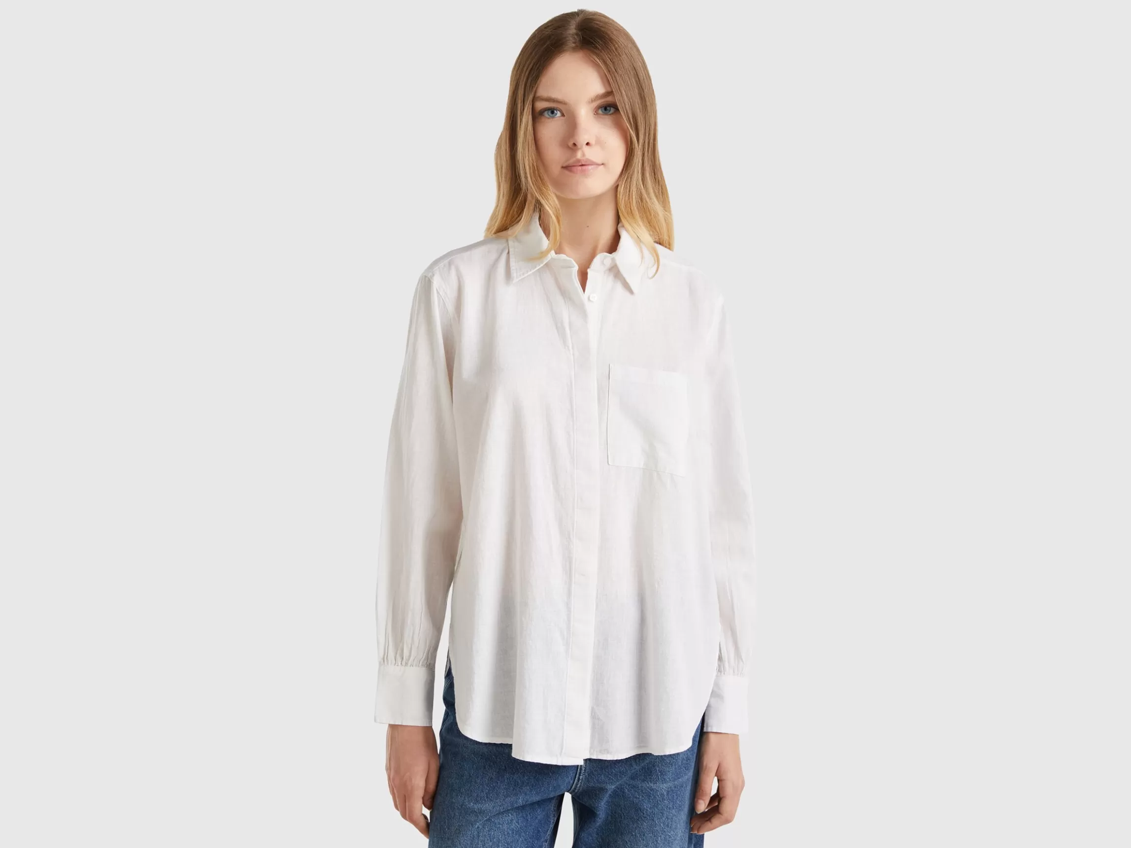 United Colors of Benetton Striped shirt made from linen blend