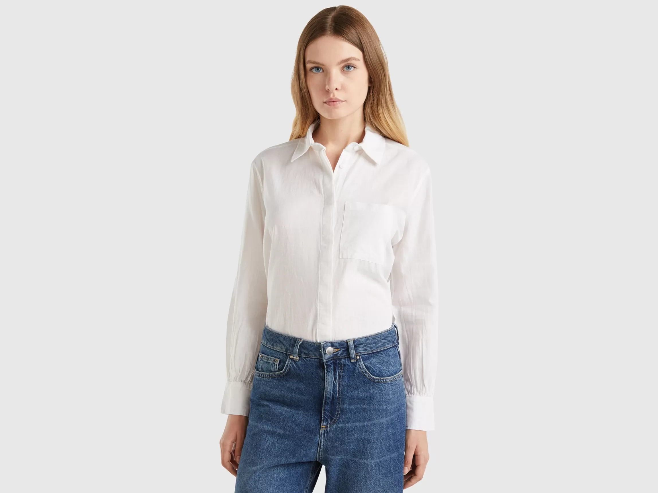 United Colors of Benetton Striped shirt made from linen blend