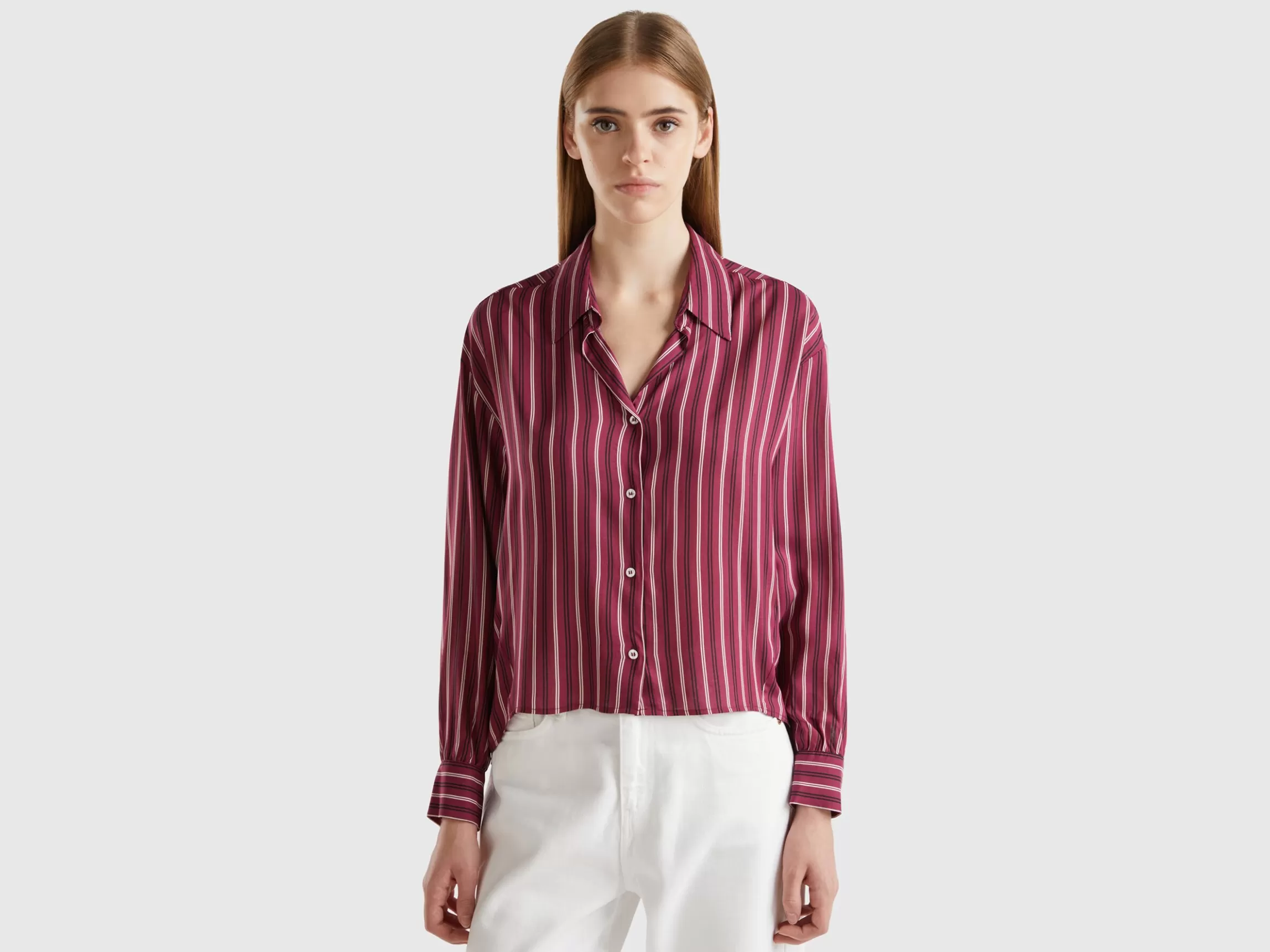United Colors of Benetton Striped shirt with V-neck