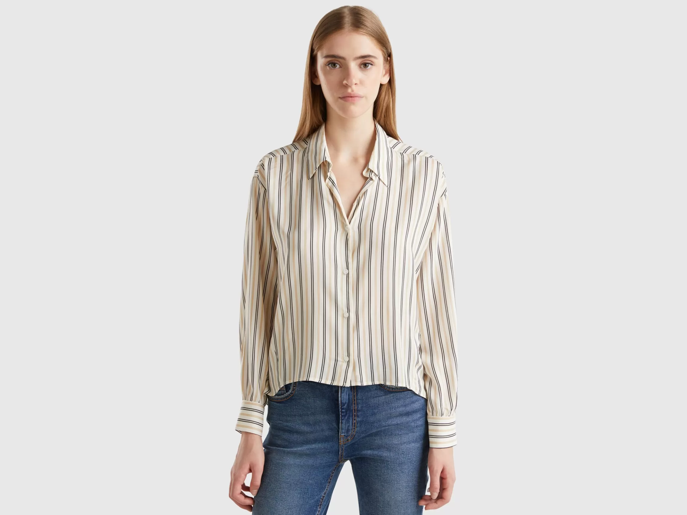 United Colors of Benetton Striped shirt with V-neck