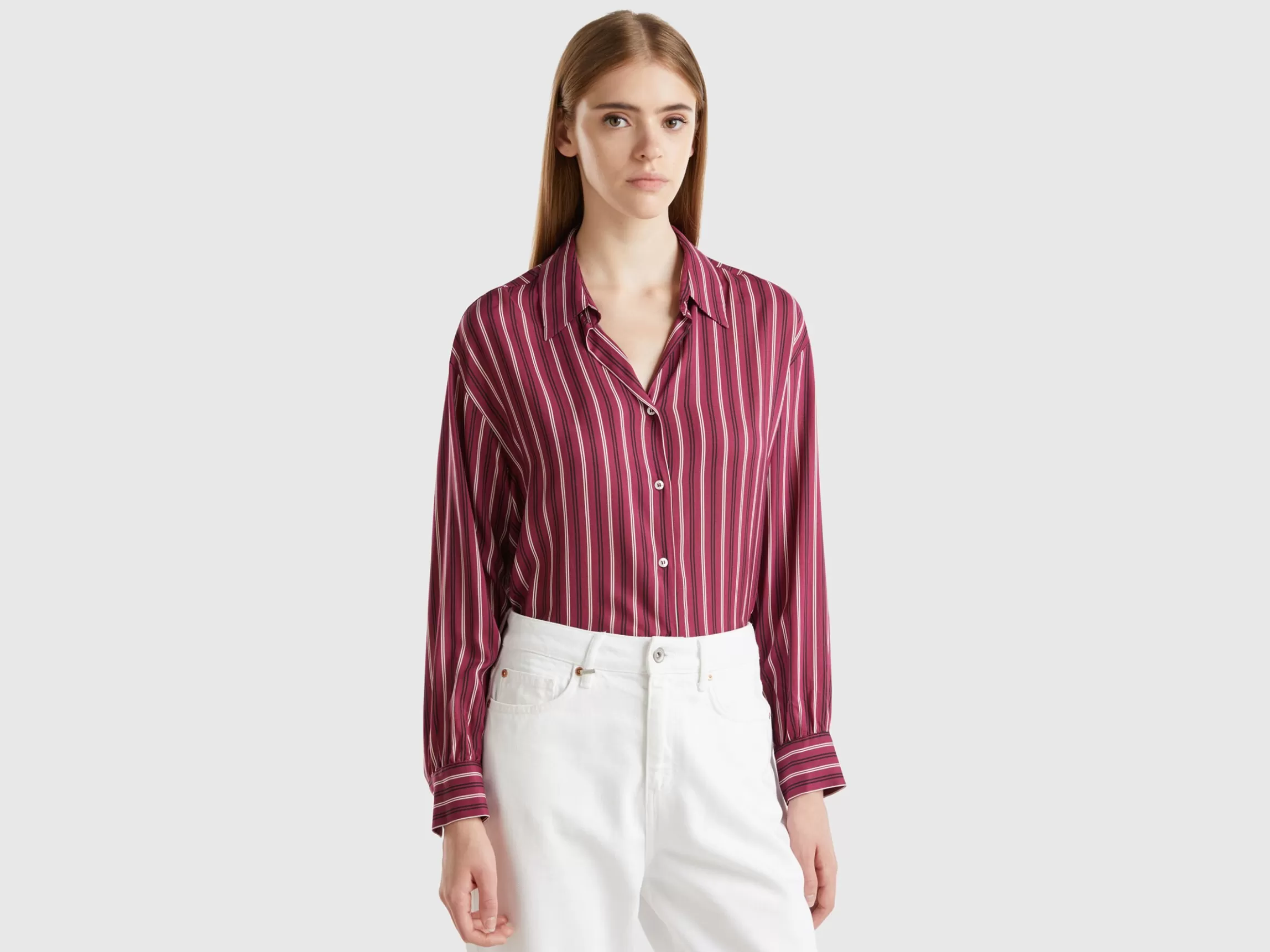 United Colors of Benetton Striped shirt with V-neck