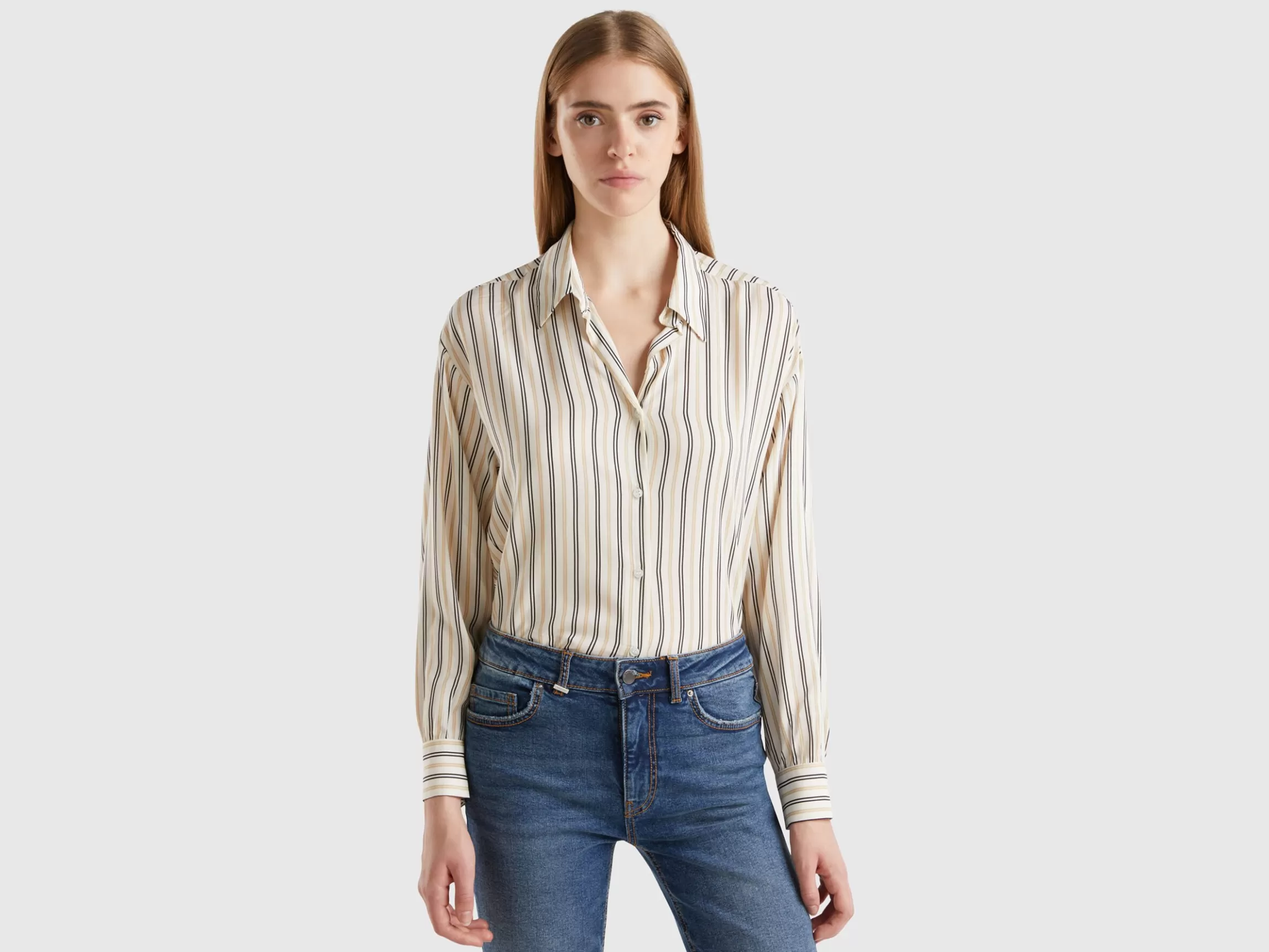 United Colors of Benetton Striped shirt with V-neck