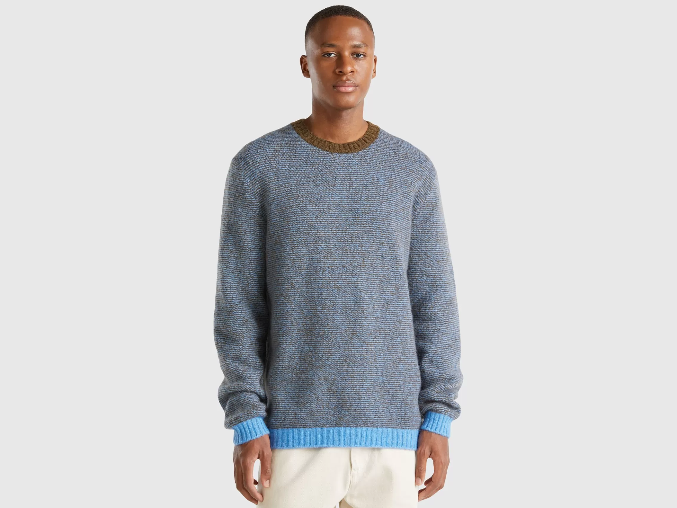 United Colors of Benetton Striped sweater in alpaca and wool blend