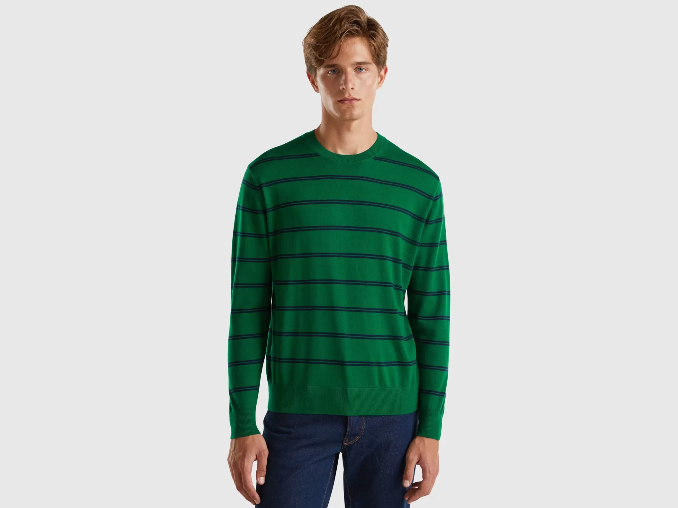 United Colors of Benetton Striped sweater in pure Merino wool