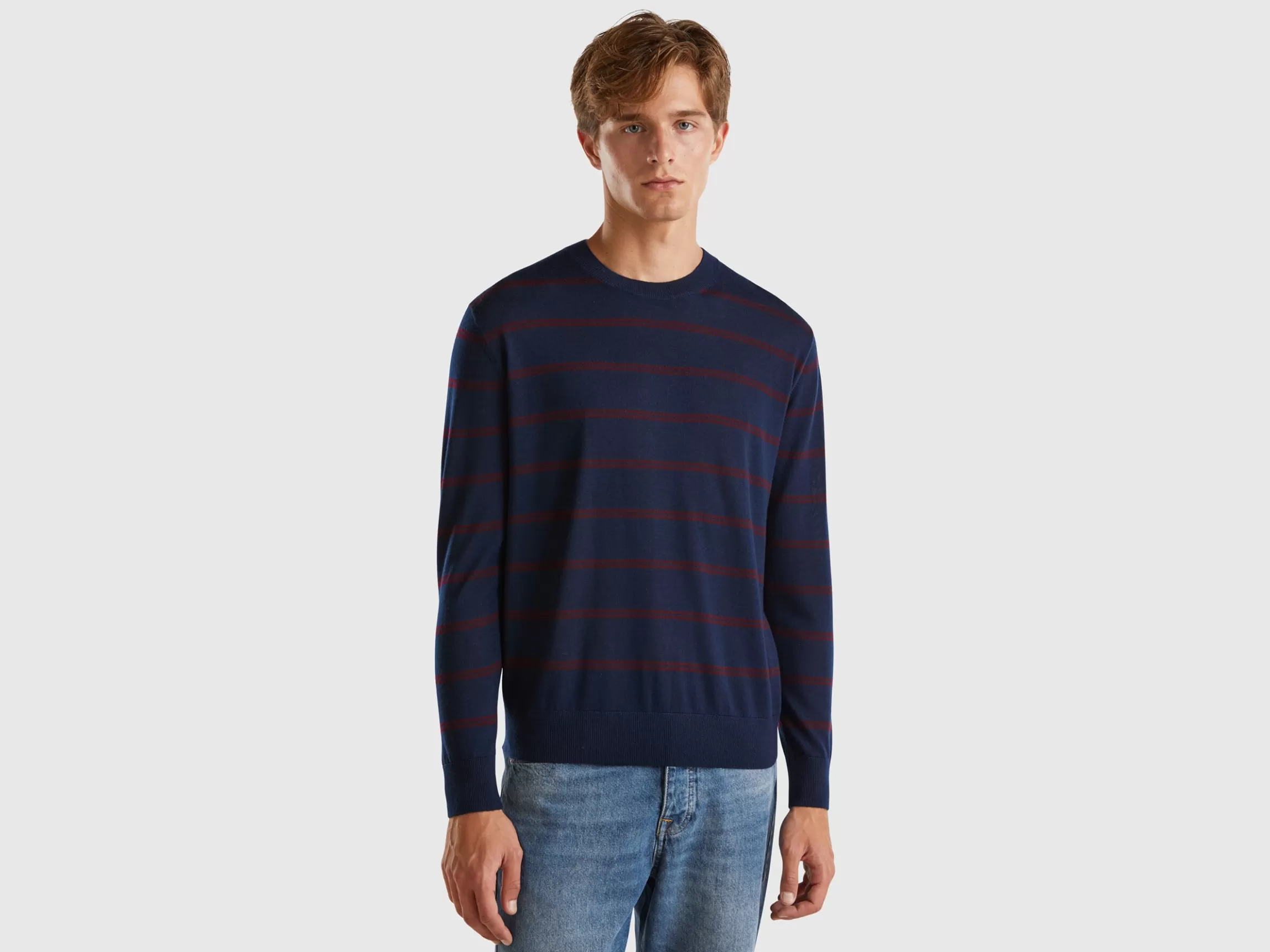 United Colors of Benetton Striped sweater in pure Merino wool