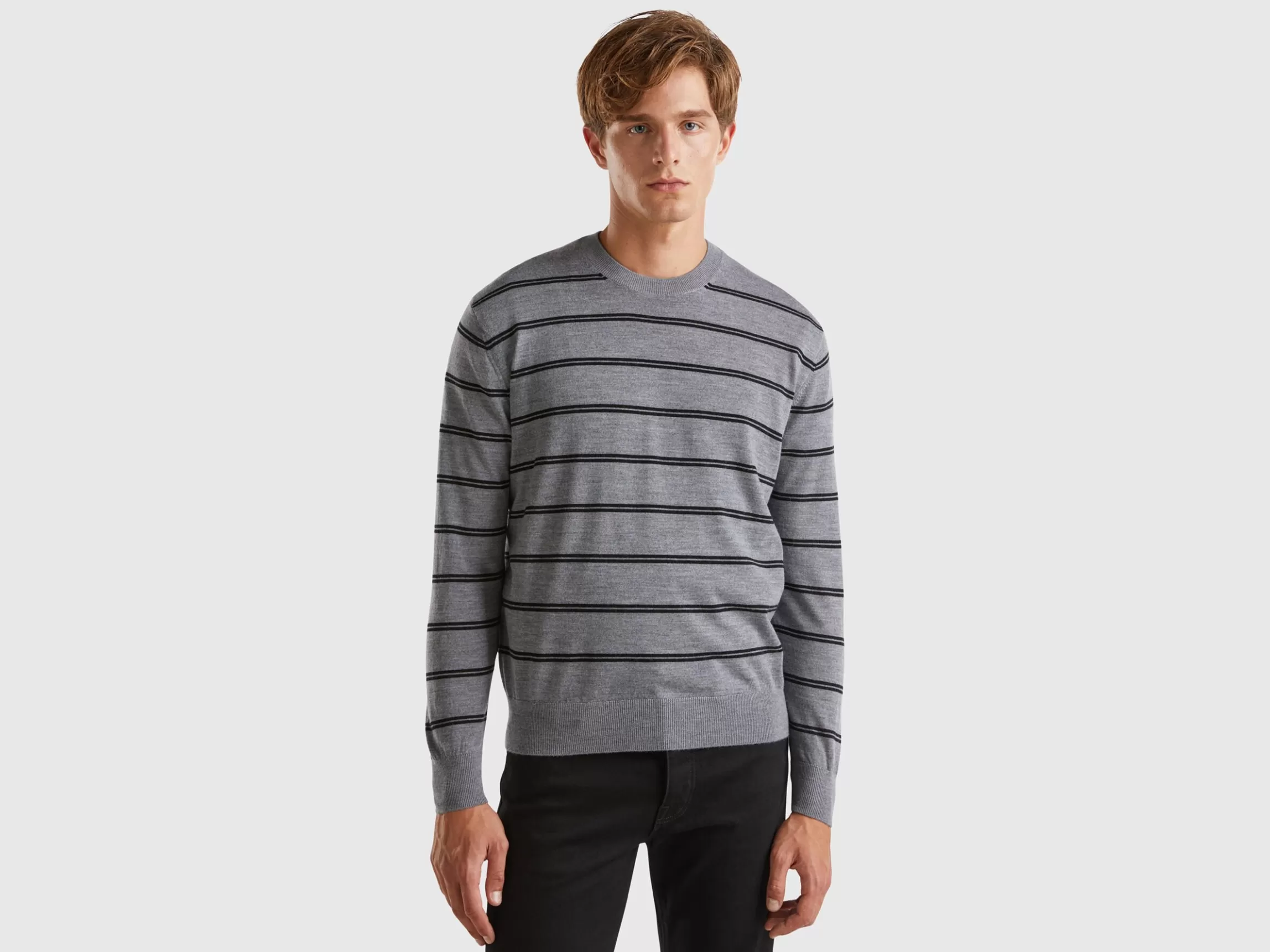 United Colors of Benetton Striped sweater in pure Merino wool