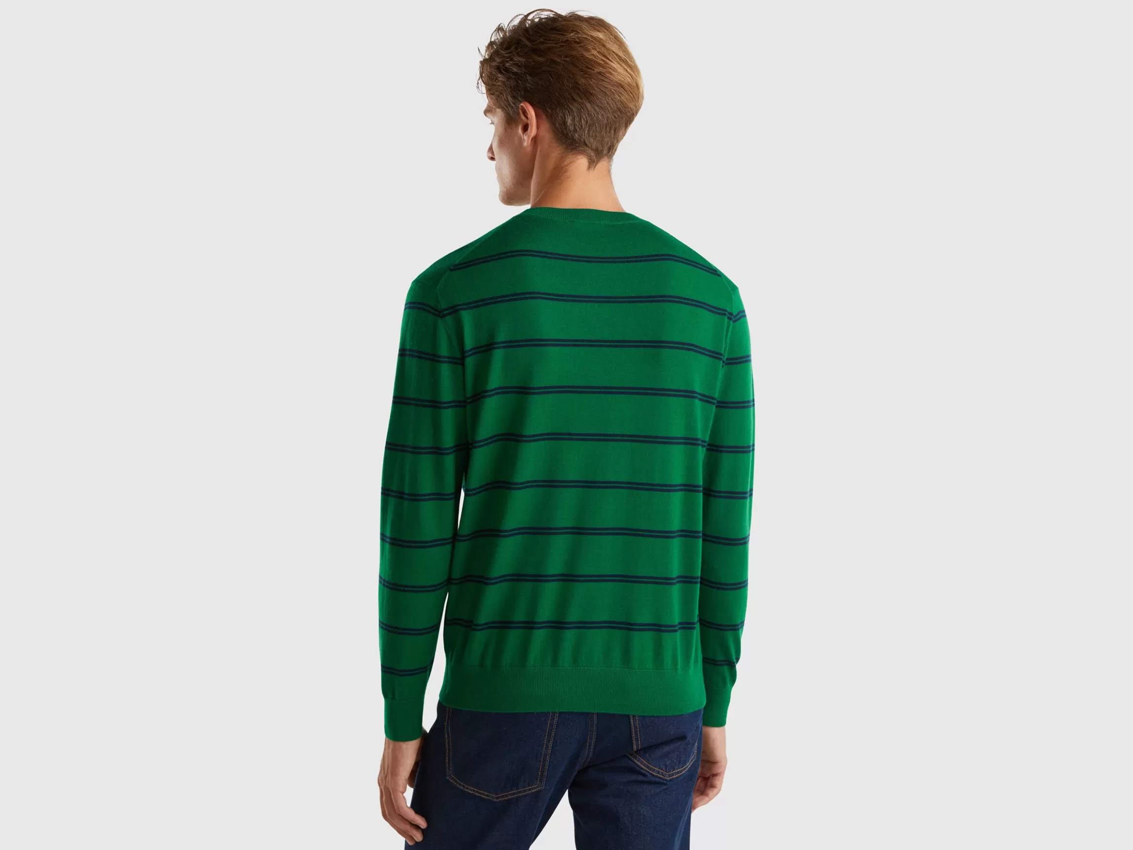 United Colors of Benetton Striped sweater in pure Merino wool