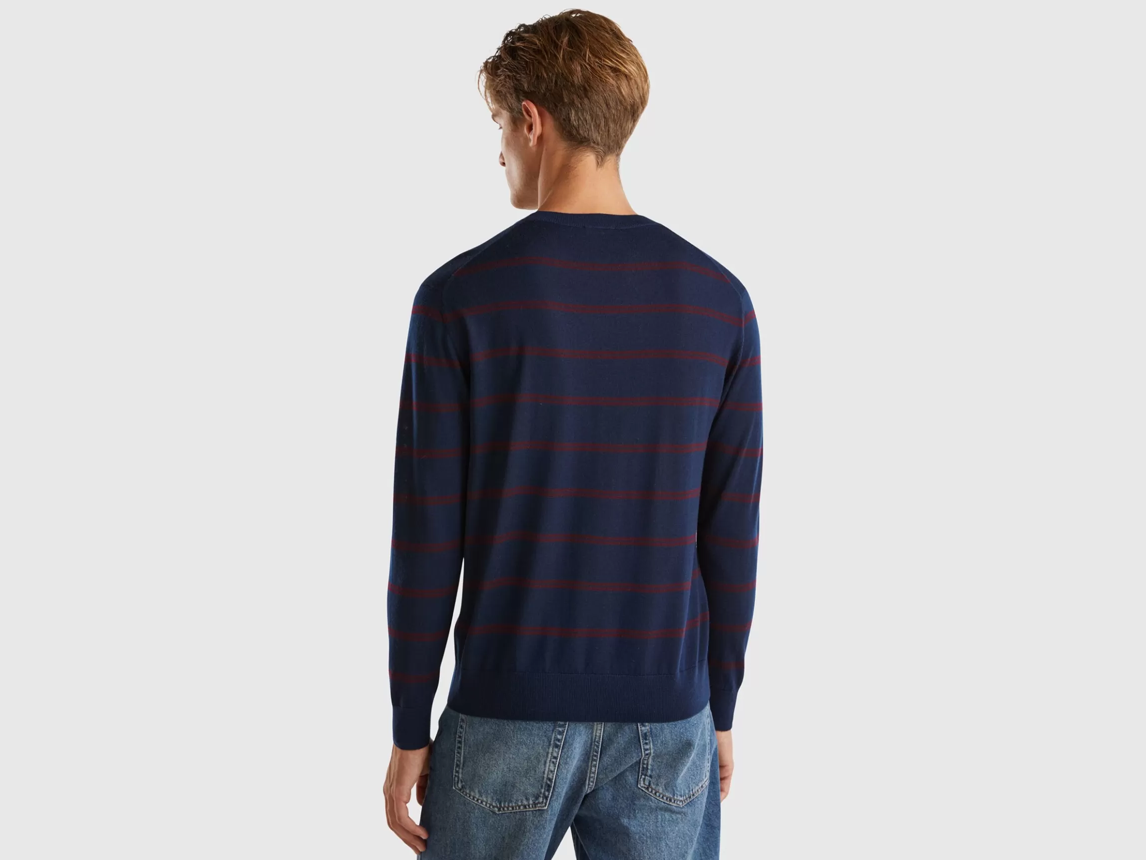 United Colors of Benetton Striped sweater in pure Merino wool