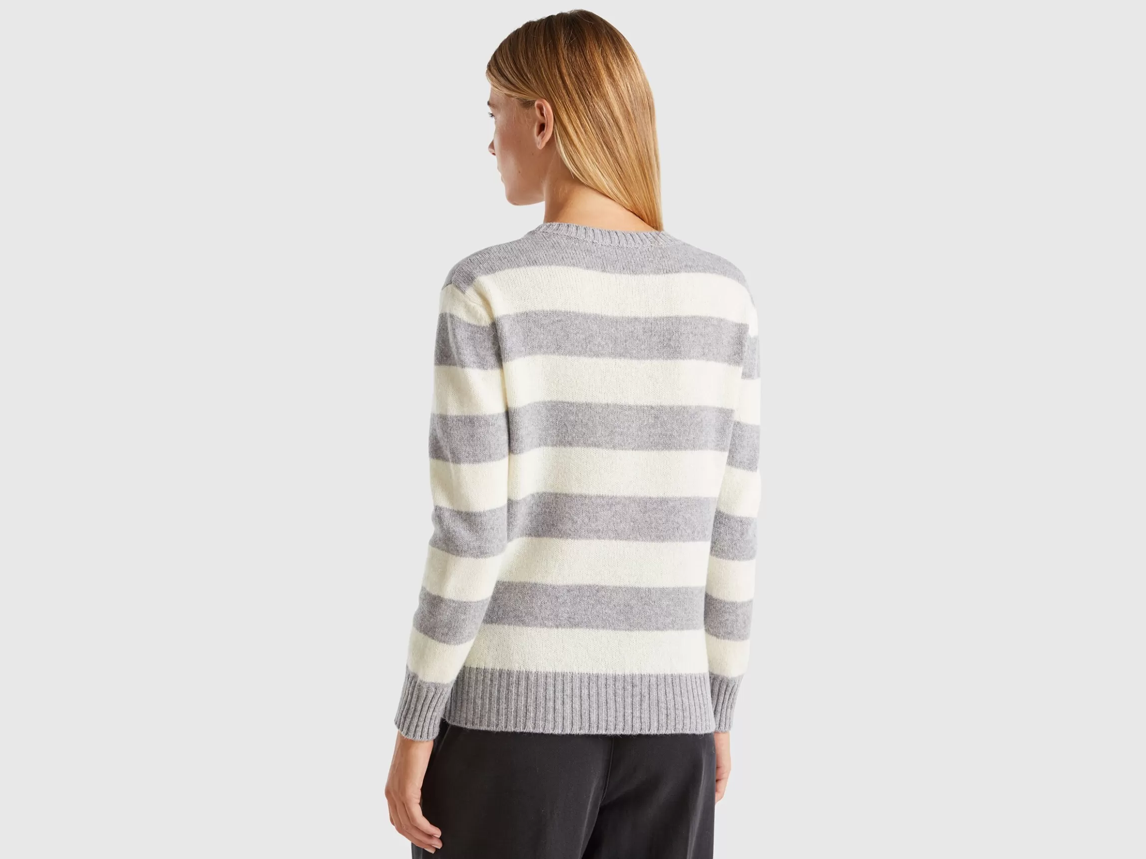 United Colors of Benetton Striped sweater in pure Shetland wool