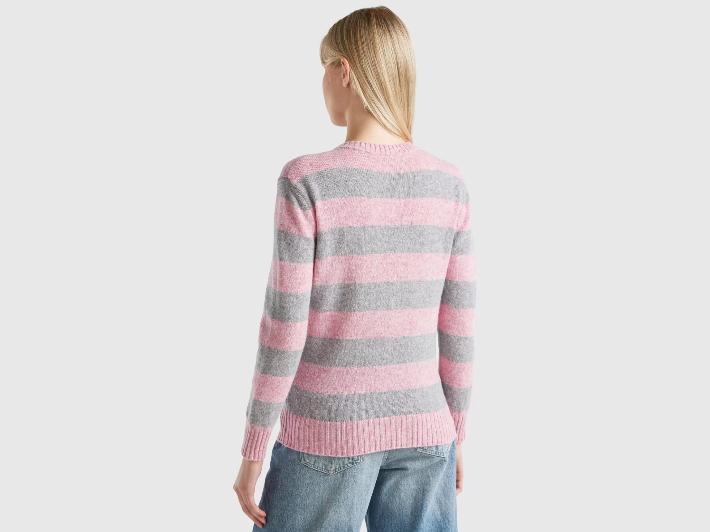 United Colors of Benetton Striped sweater in pure Shetland wool