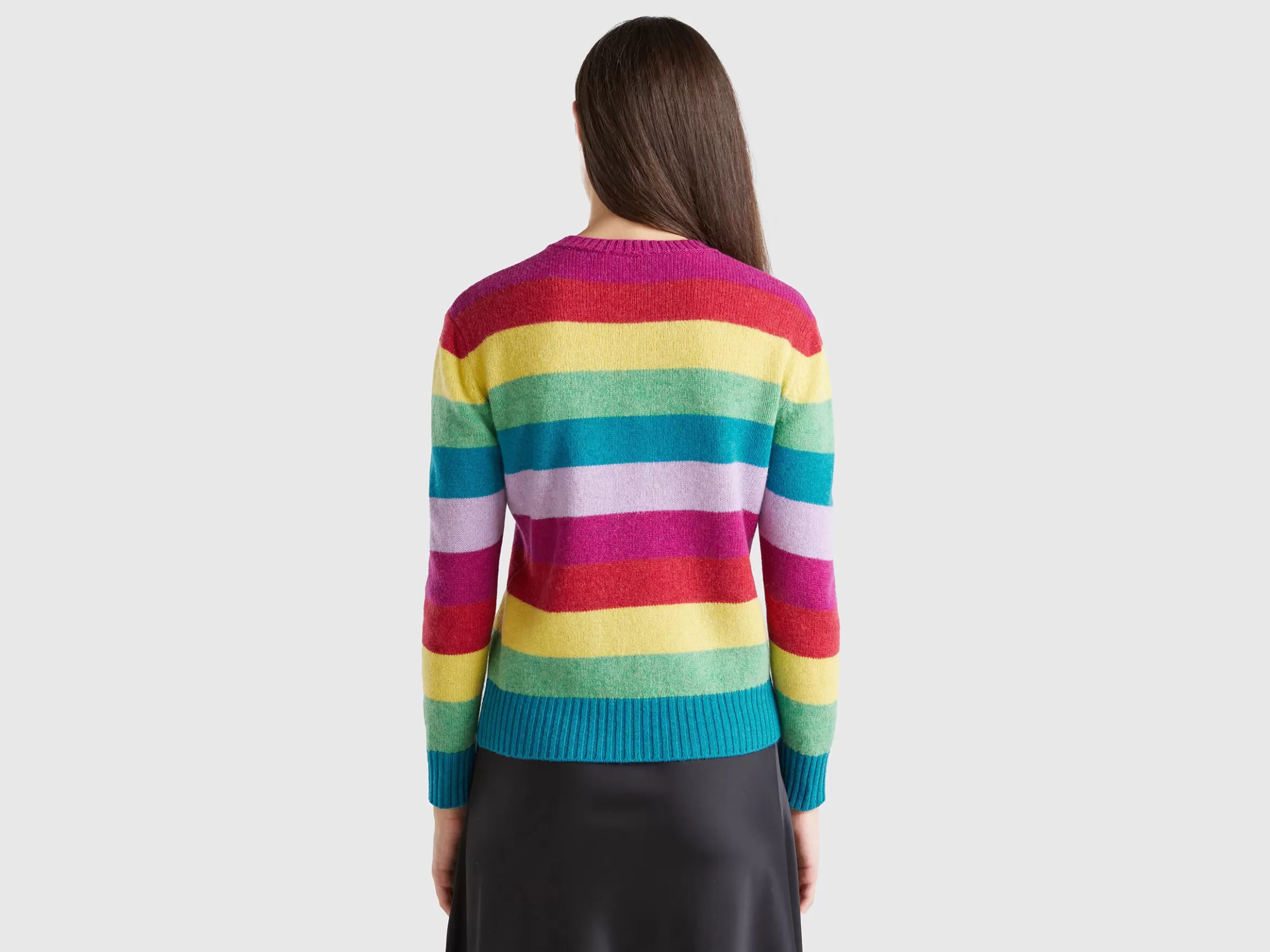 United Colors of Benetton Striped sweater in pure Shetland wool