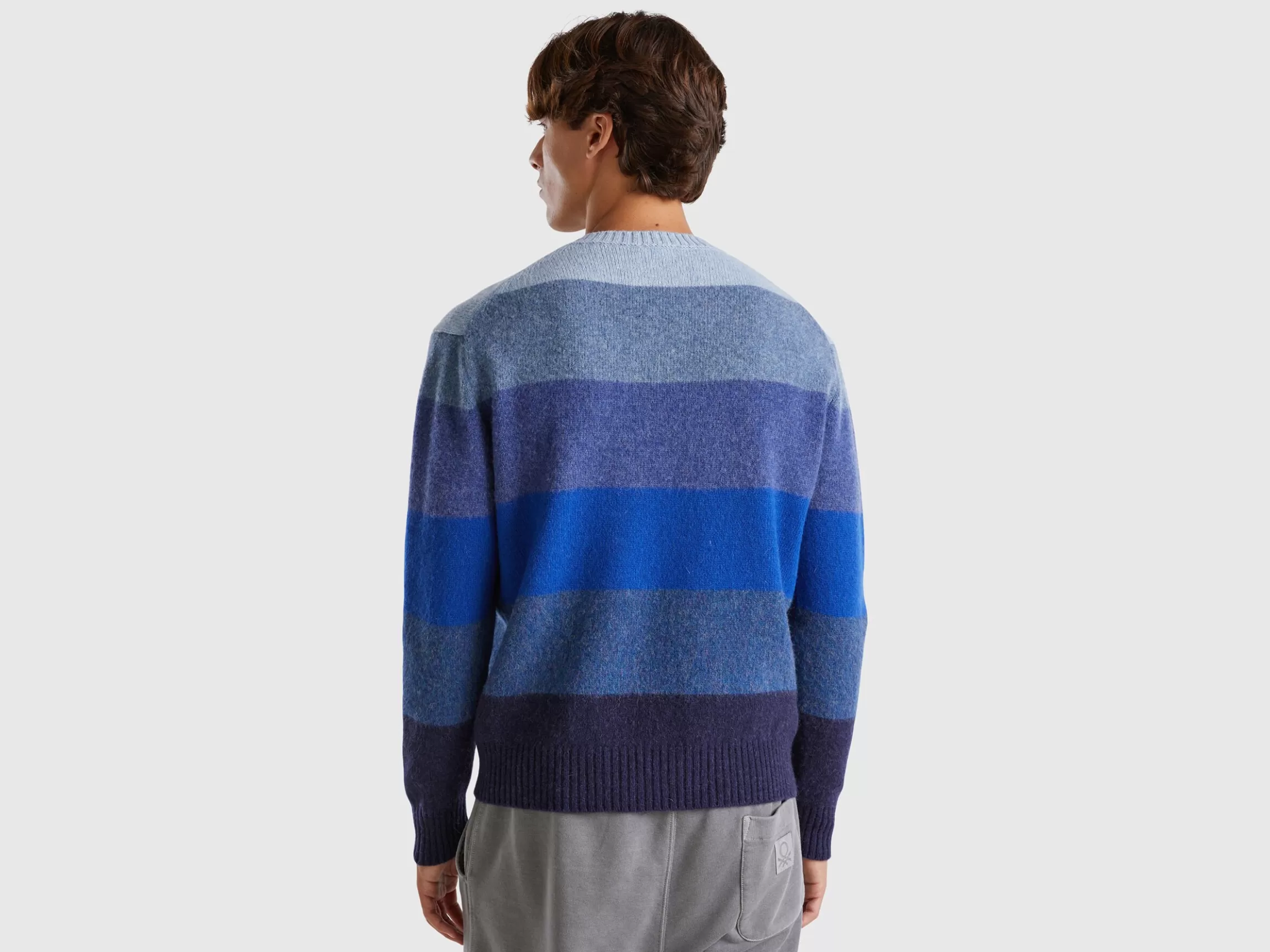 United Colors of Benetton Striped sweater in pure Shetland wool