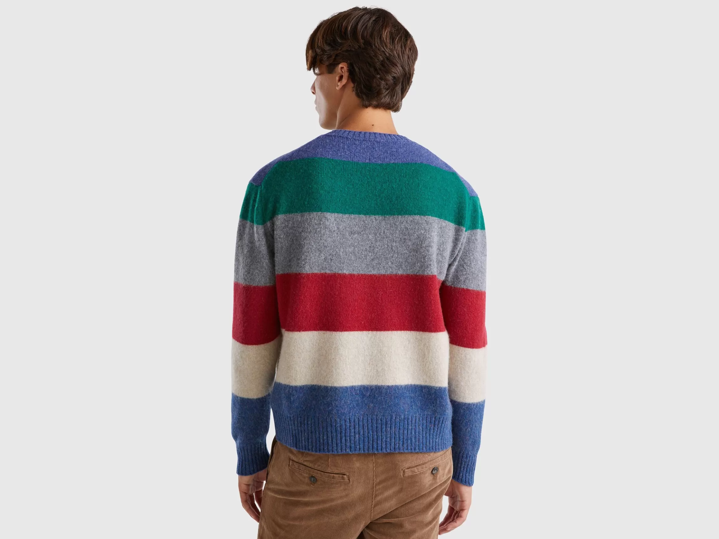 United Colors of Benetton Striped sweater in pure Shetland wool