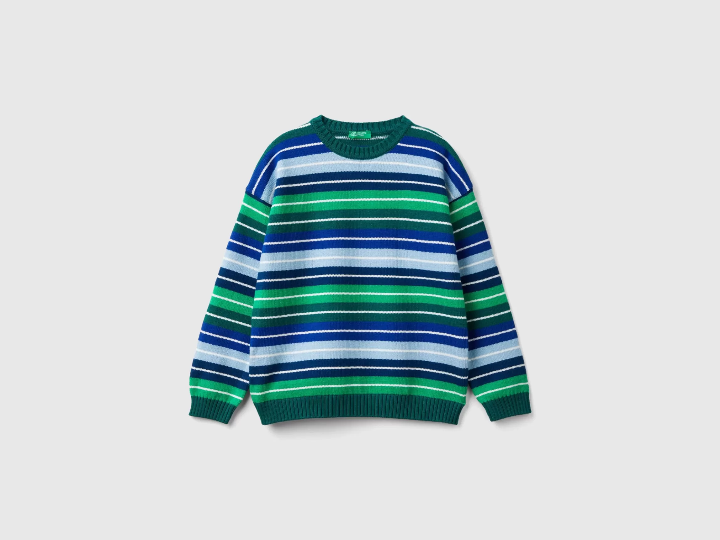 United Colors of Benetton Striped sweater in wool and cotton blend