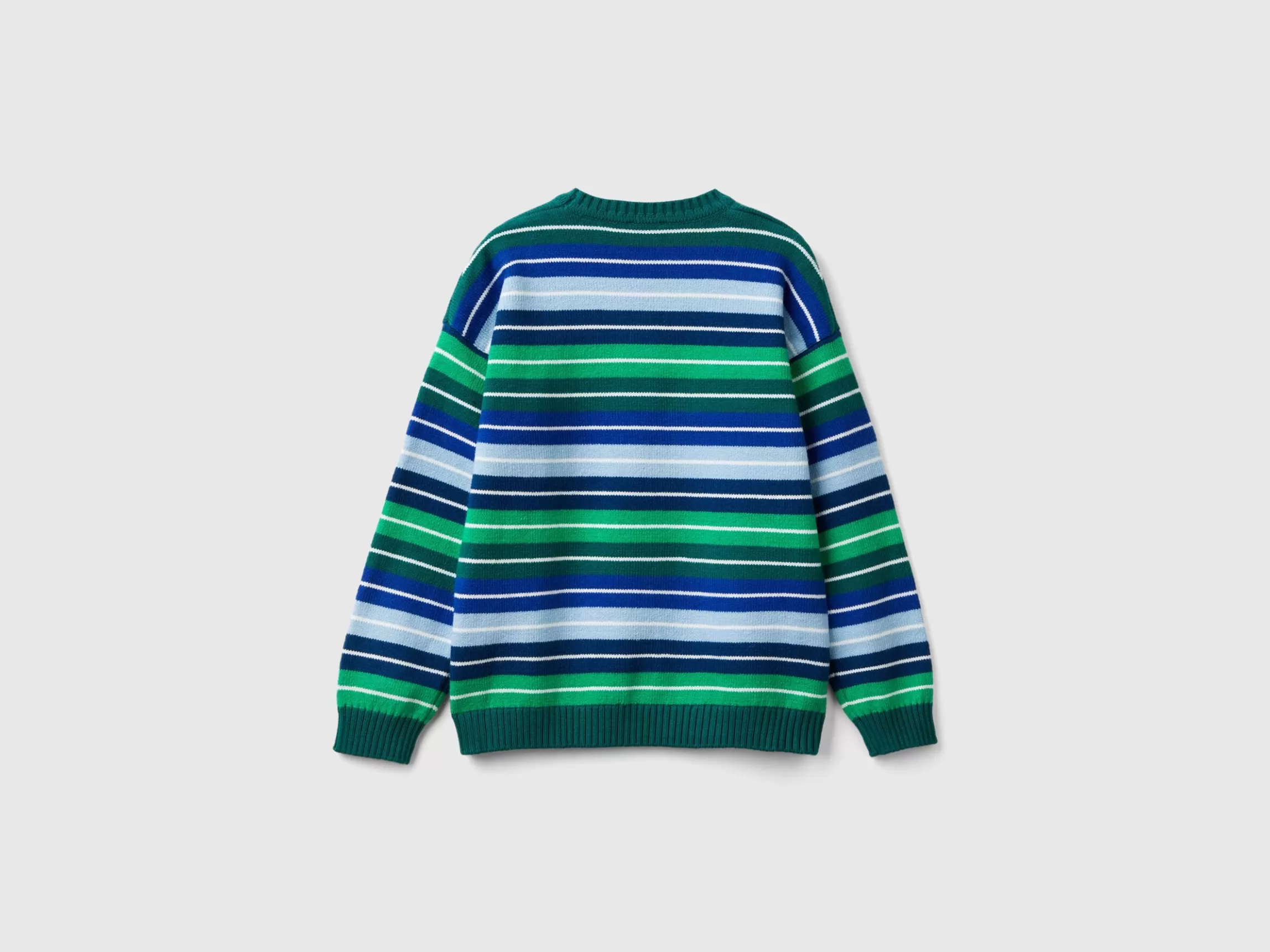 United Colors of Benetton Striped sweater in wool and cotton blend