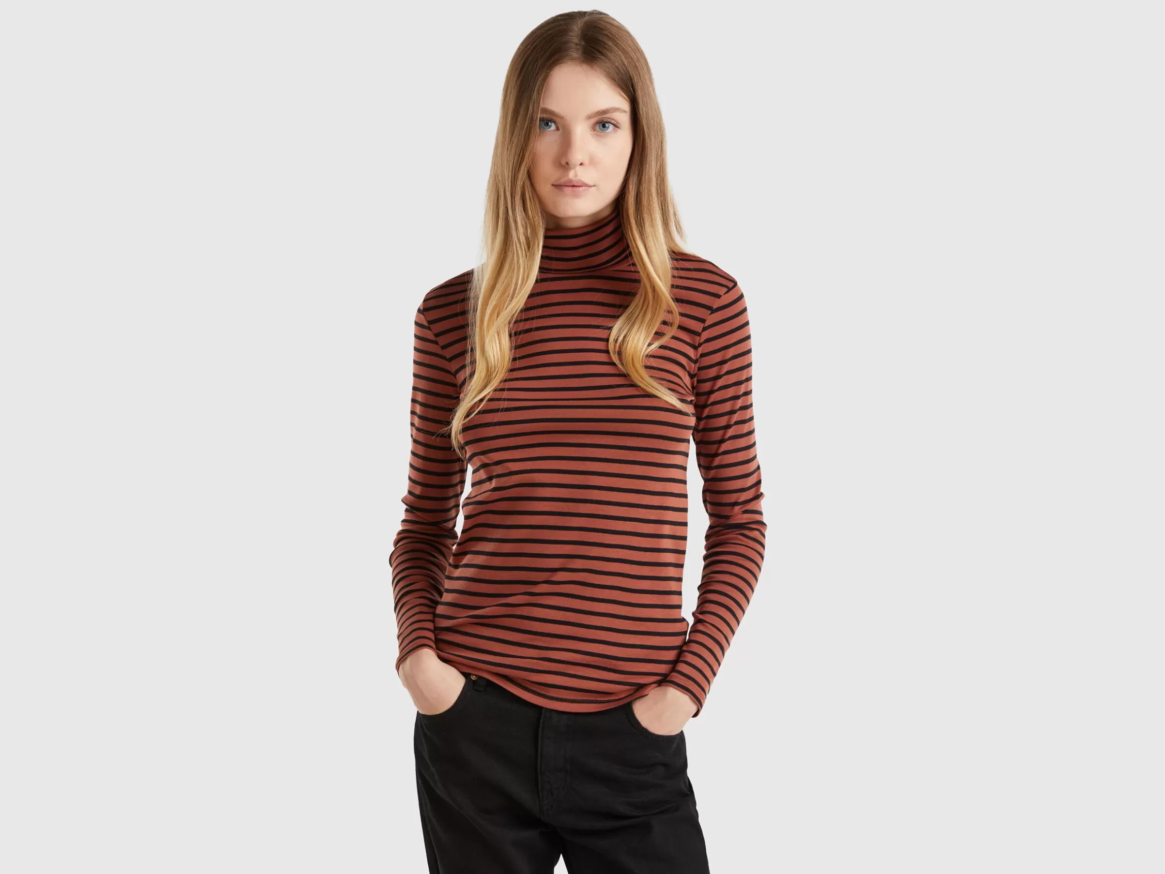 United Colors of Benetton Striped turtleneck t-shirt