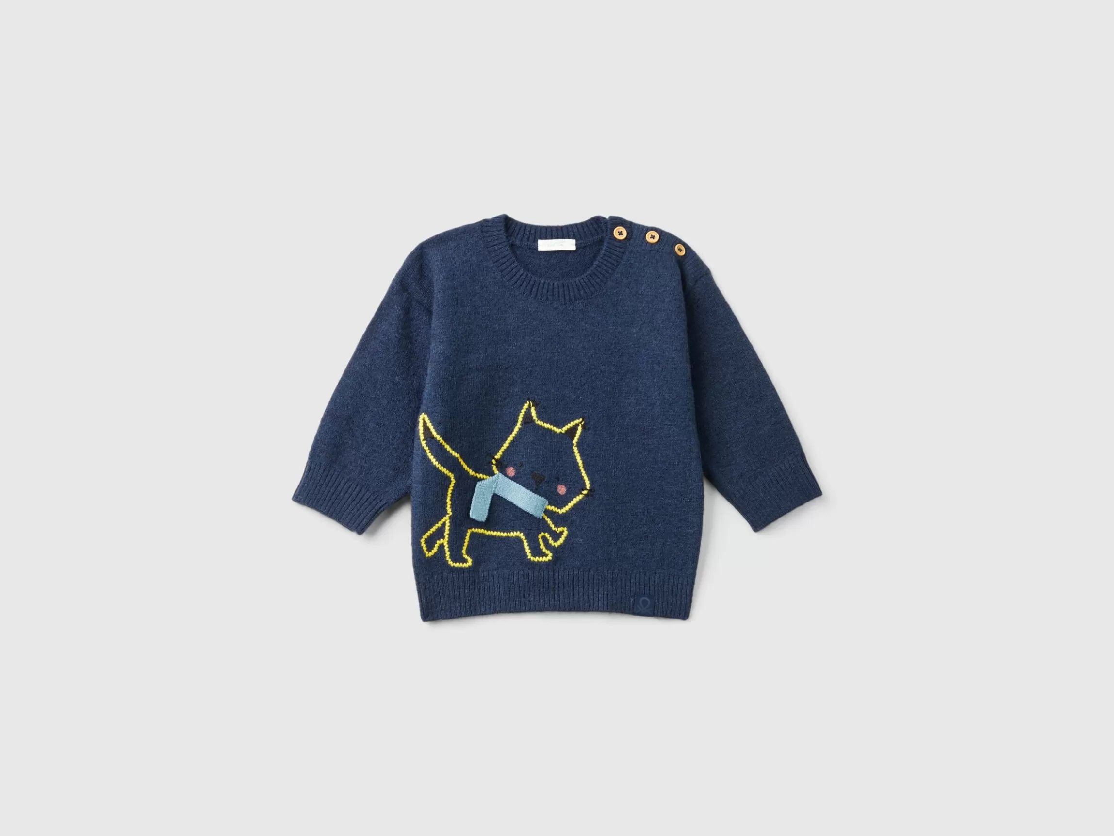 United Colors of Benetton Sweater with cat embroidery