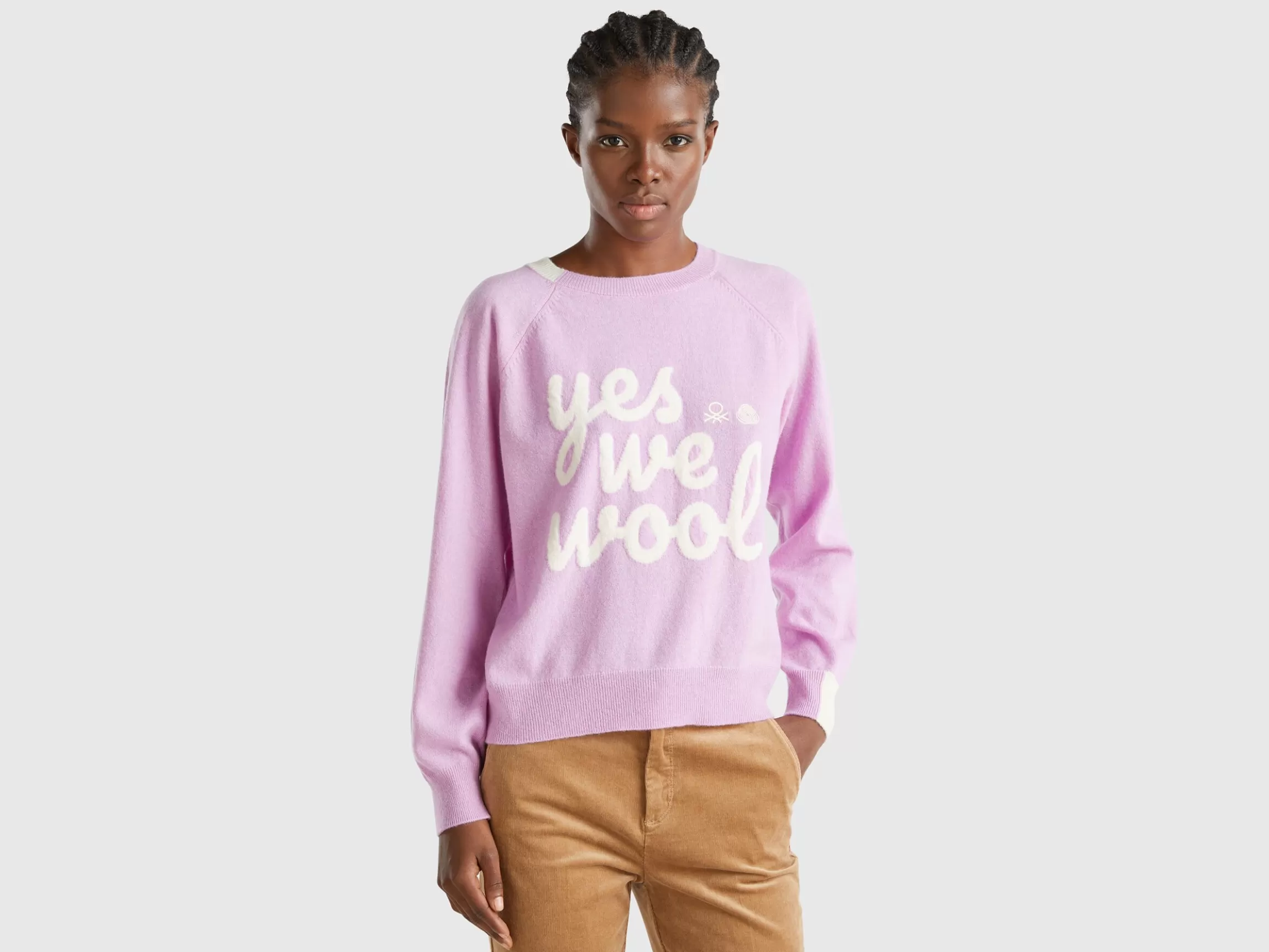 United Colors of Benetton Sweater with embroidery in Merino wool