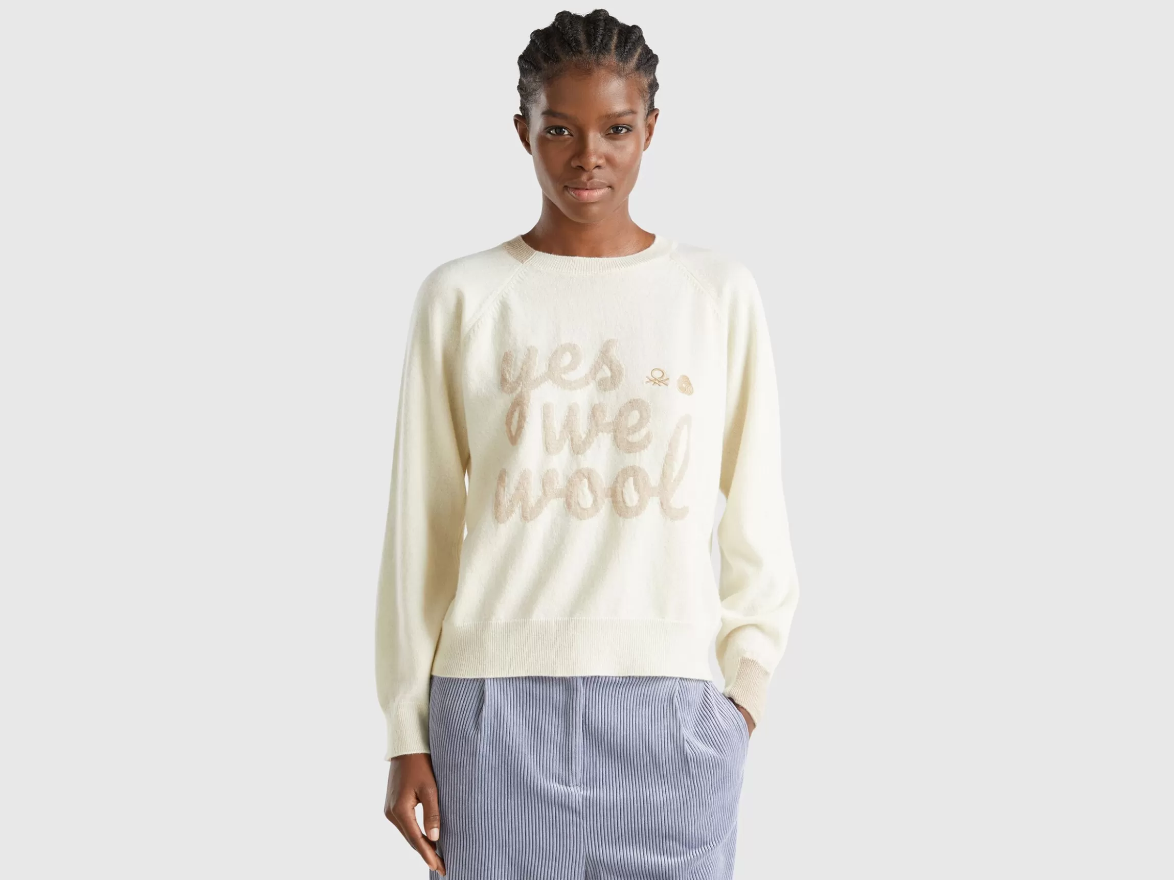 United Colors of Benetton Sweater with embroidery in Merino wool