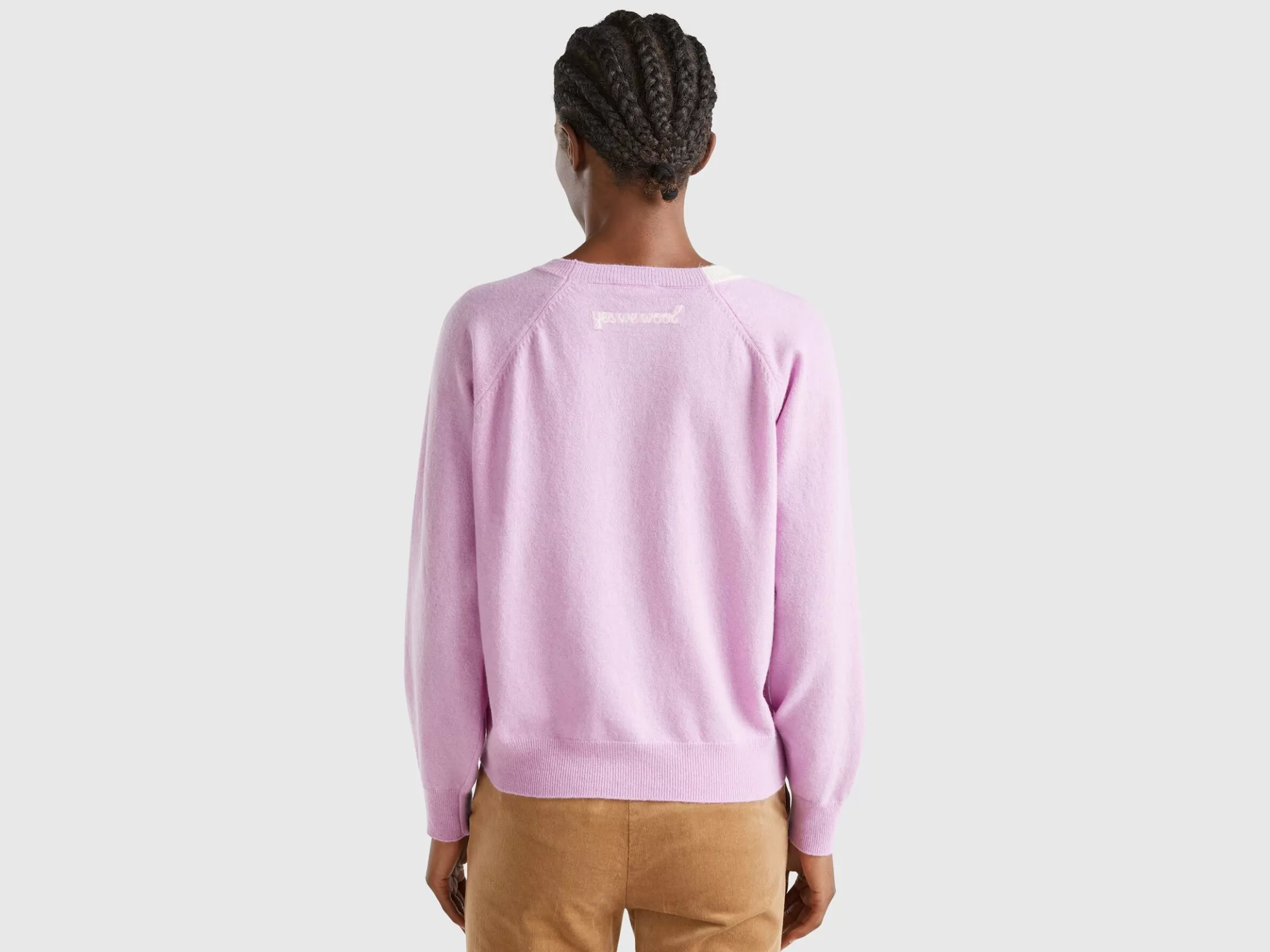 United Colors of Benetton Sweater with embroidery in Merino wool