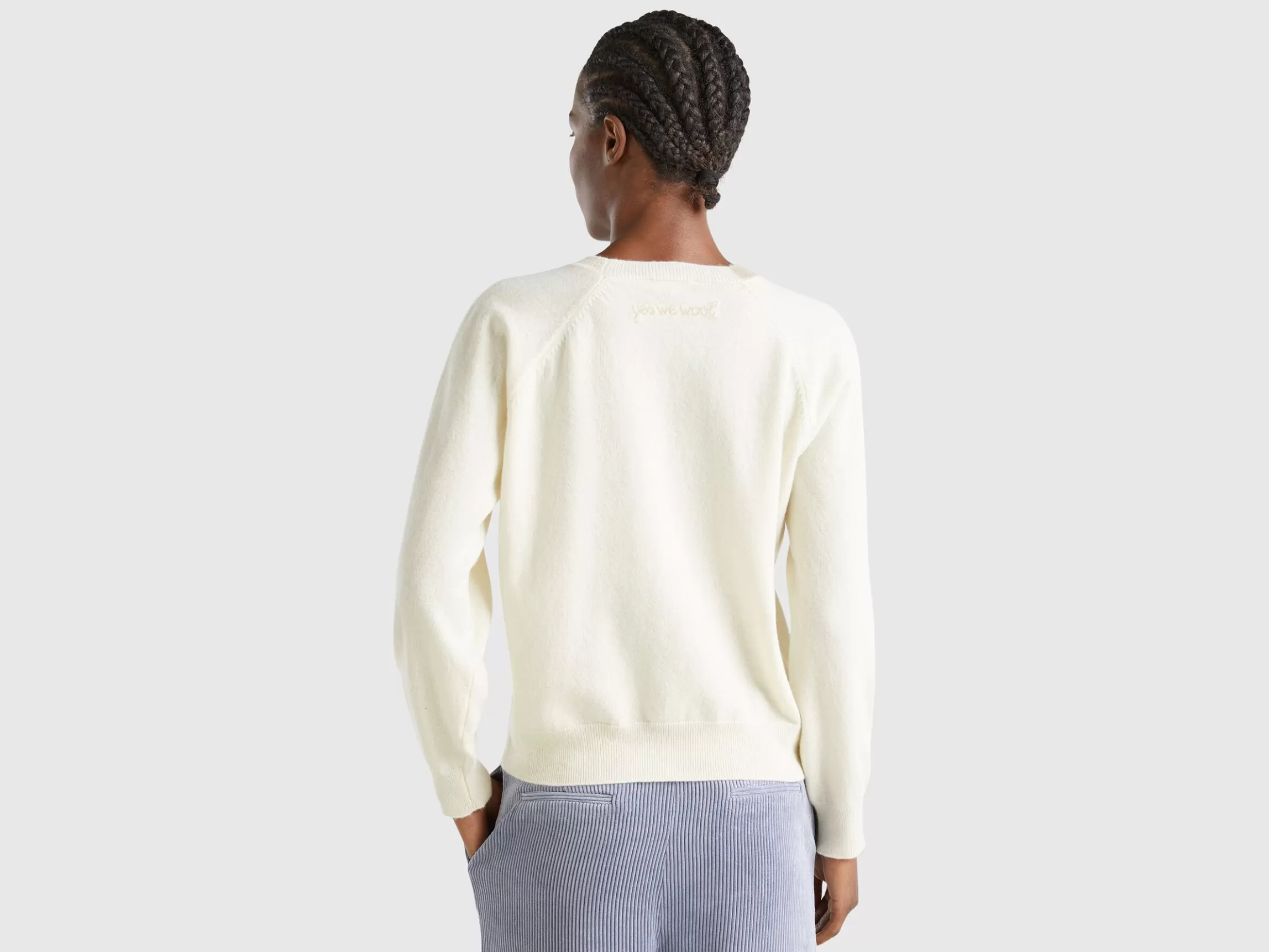 United Colors of Benetton Sweater with embroidery in Merino wool