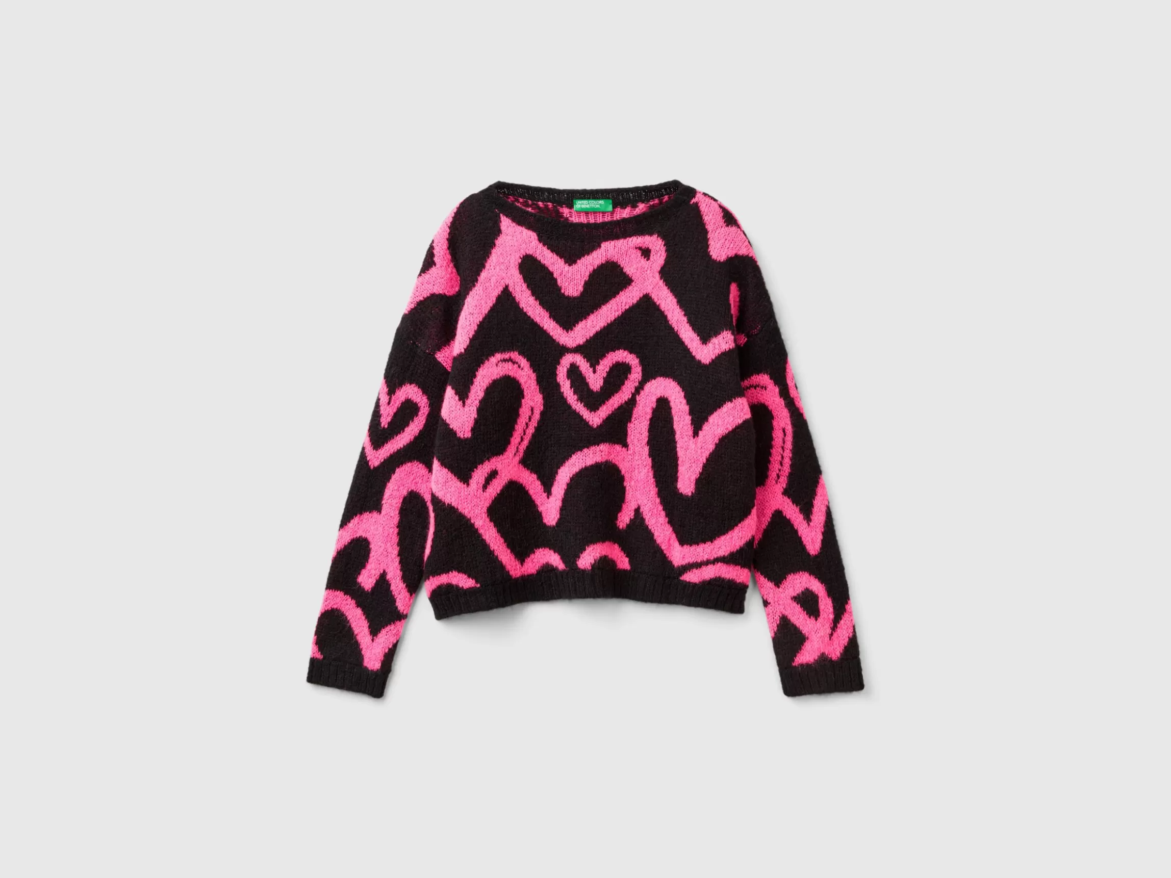 United Colors of Benetton Sweater with jacquard heart motif