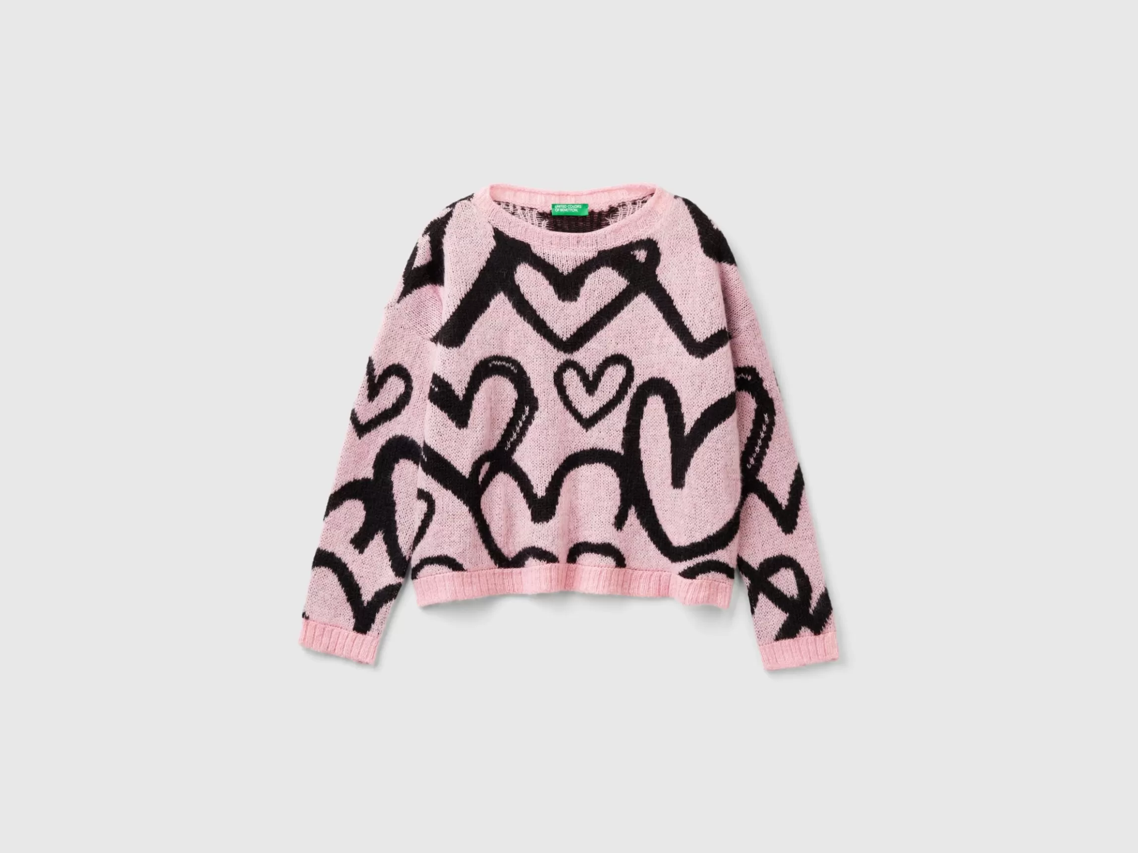 United Colors of Benetton Sweater with jacquard heart motif