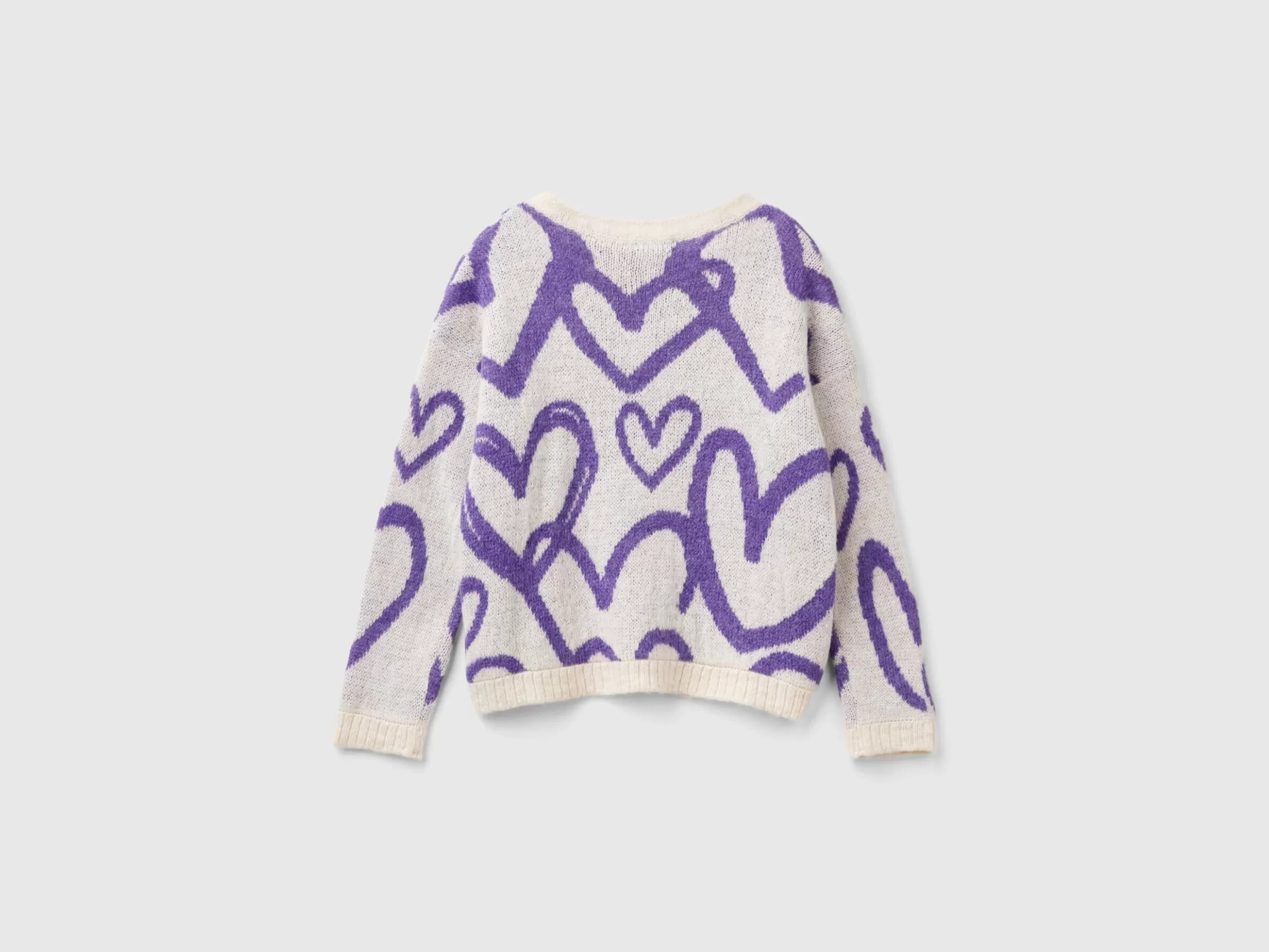 United Colors of Benetton Sweater with jacquard heart motif