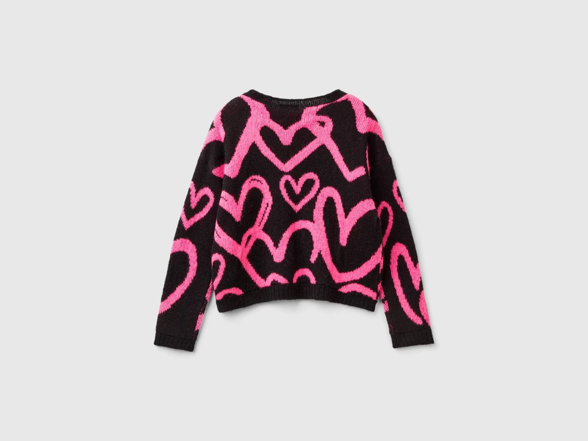 United Colors of Benetton Sweater with jacquard heart motif